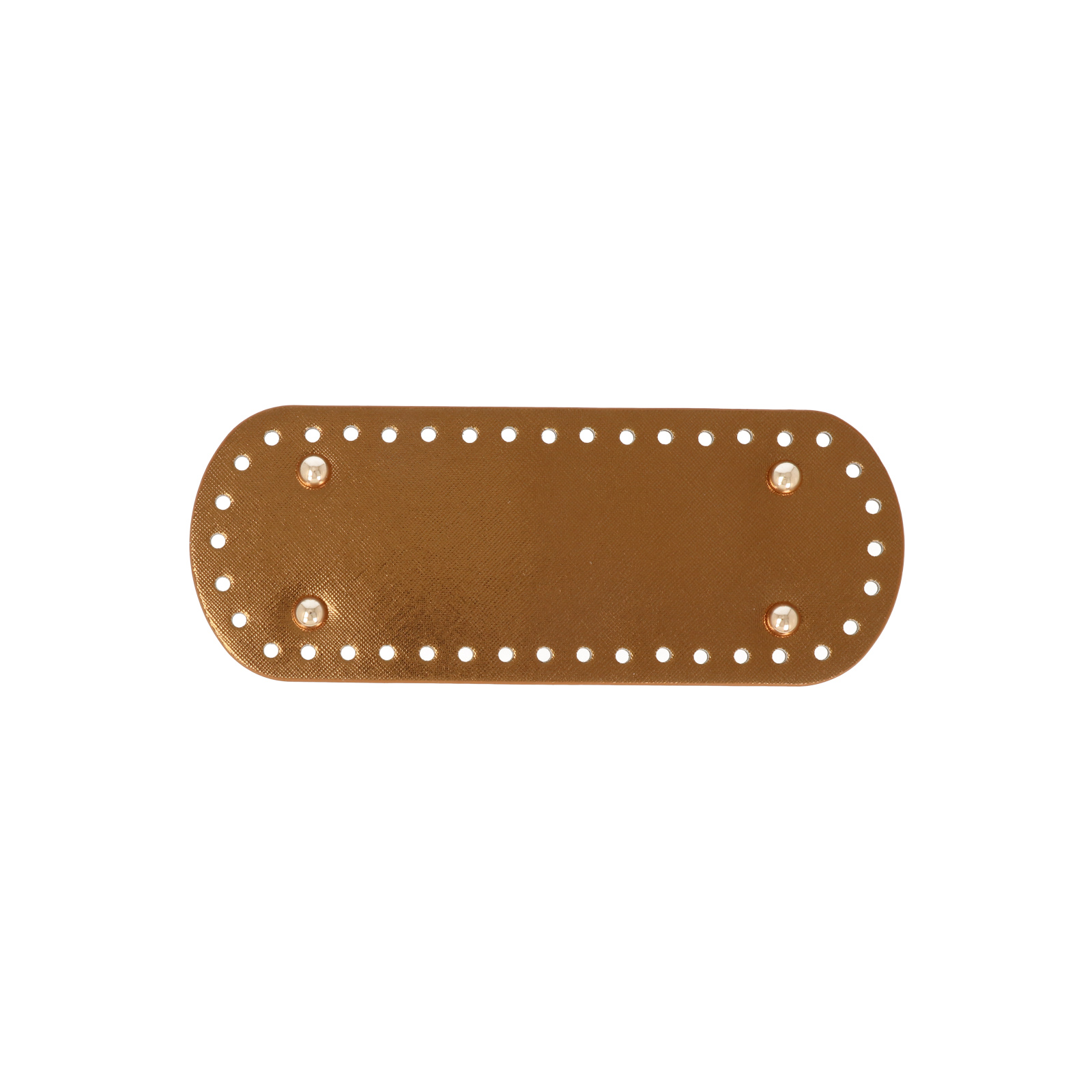bronze pu embossed leather bottom bag oval 21x8cm with gold bag feet | 1pc