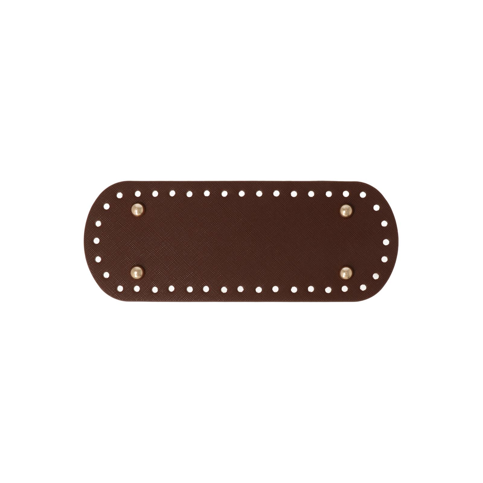 brown pu embossed leather bottom bag oval 21x8cm with gold bag feet | 1pc