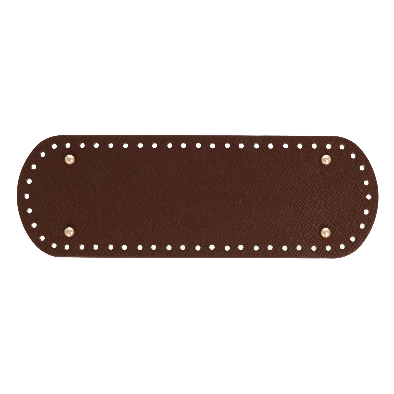 brown pu embossed leather bottom bag oval 30x10cm with gold bag feet | 1pc