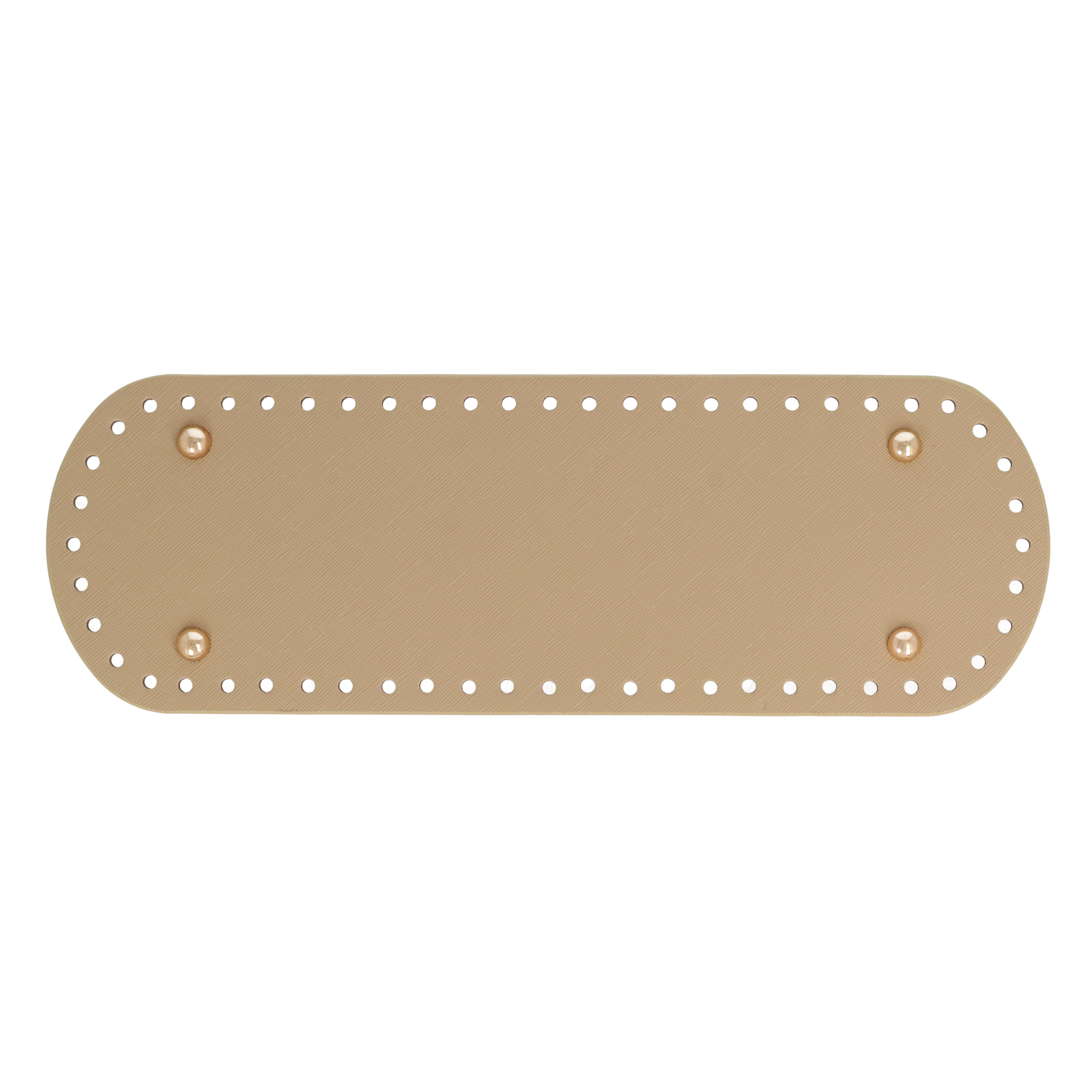 beige pu embossed leather bottom bag oval 30x10cm with gold bag feet | 1pc