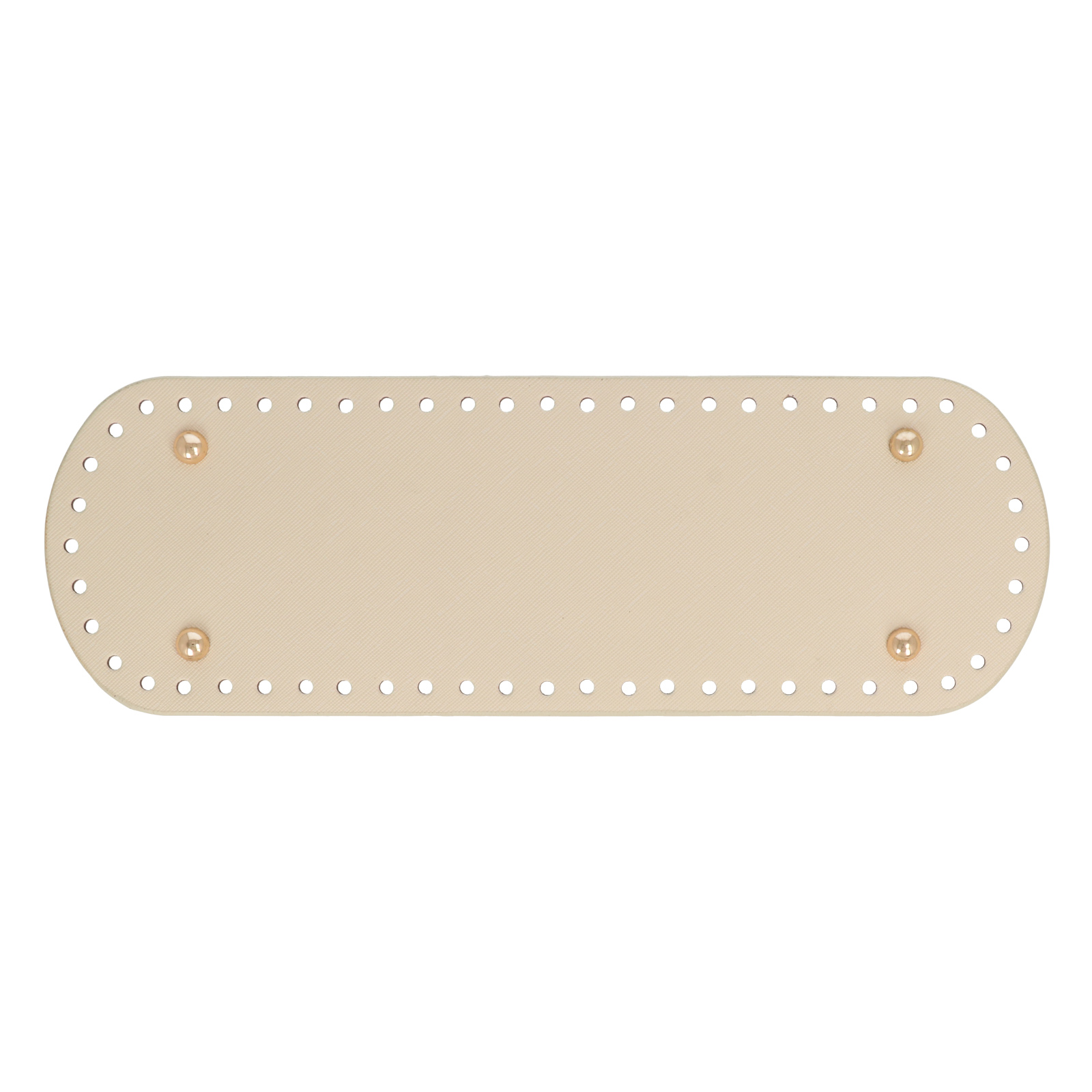 ivory pu embossed leather bottom bag oval 30x10cm with gold bag feet | 1pc