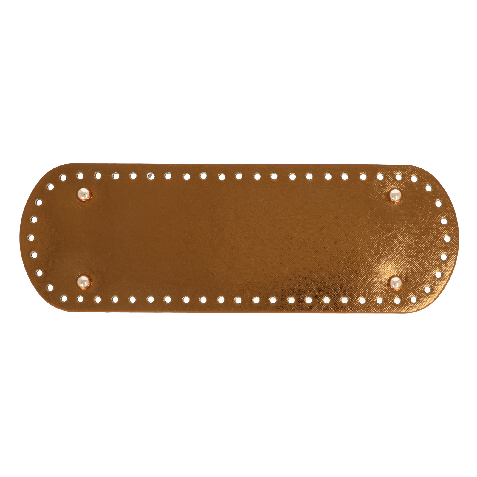 bronze pu embossed leather bottom bag oval 30x10cm with gold bag feet | 1pc