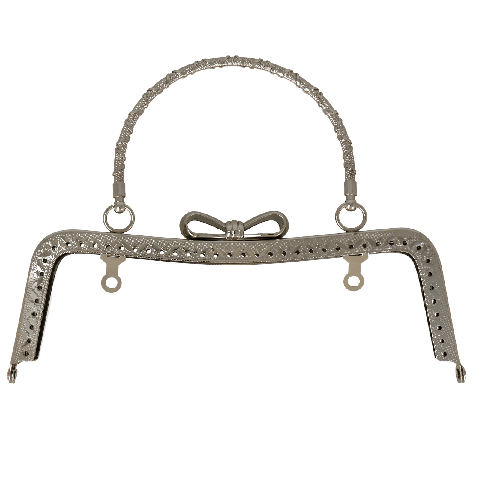 silver clic clac bag fastening with handle 20x7cm | 1pc