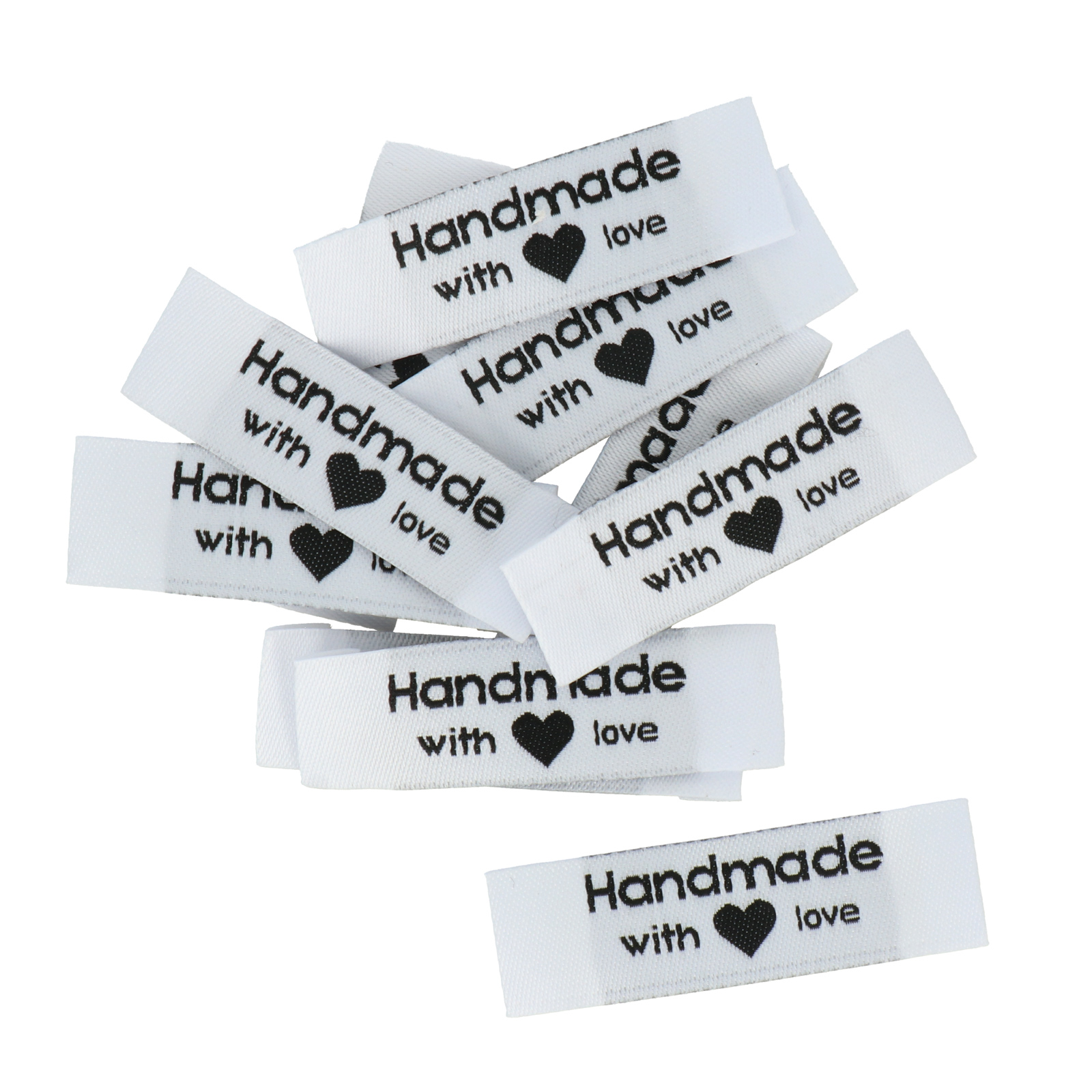 handmade with love aus stoff 5x1,5cm | 10st