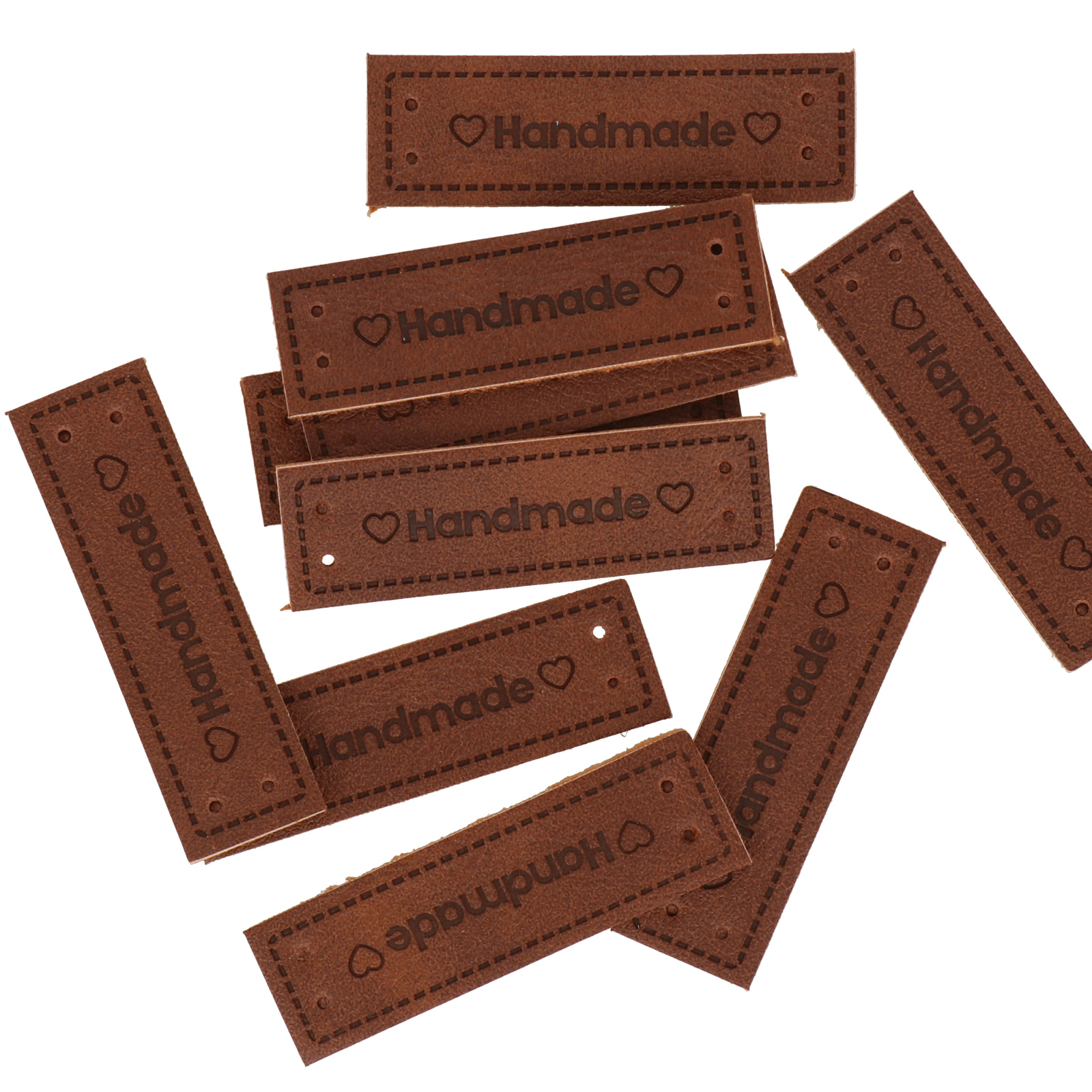 handmade brown pu tags 5x1,5cm | 10pc