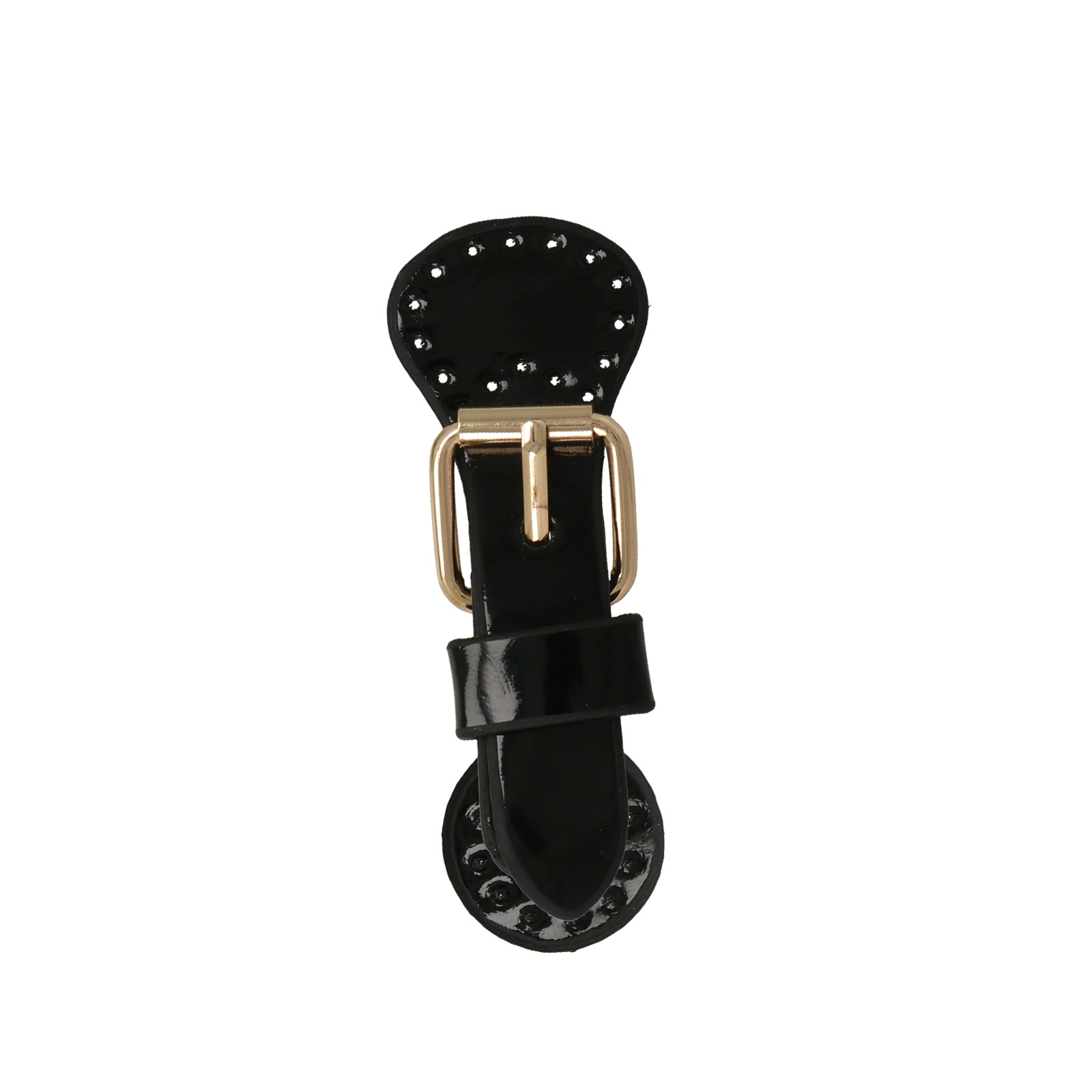 bag clasp buckle gold - black polished sew on pu 8x3cm | 1pc