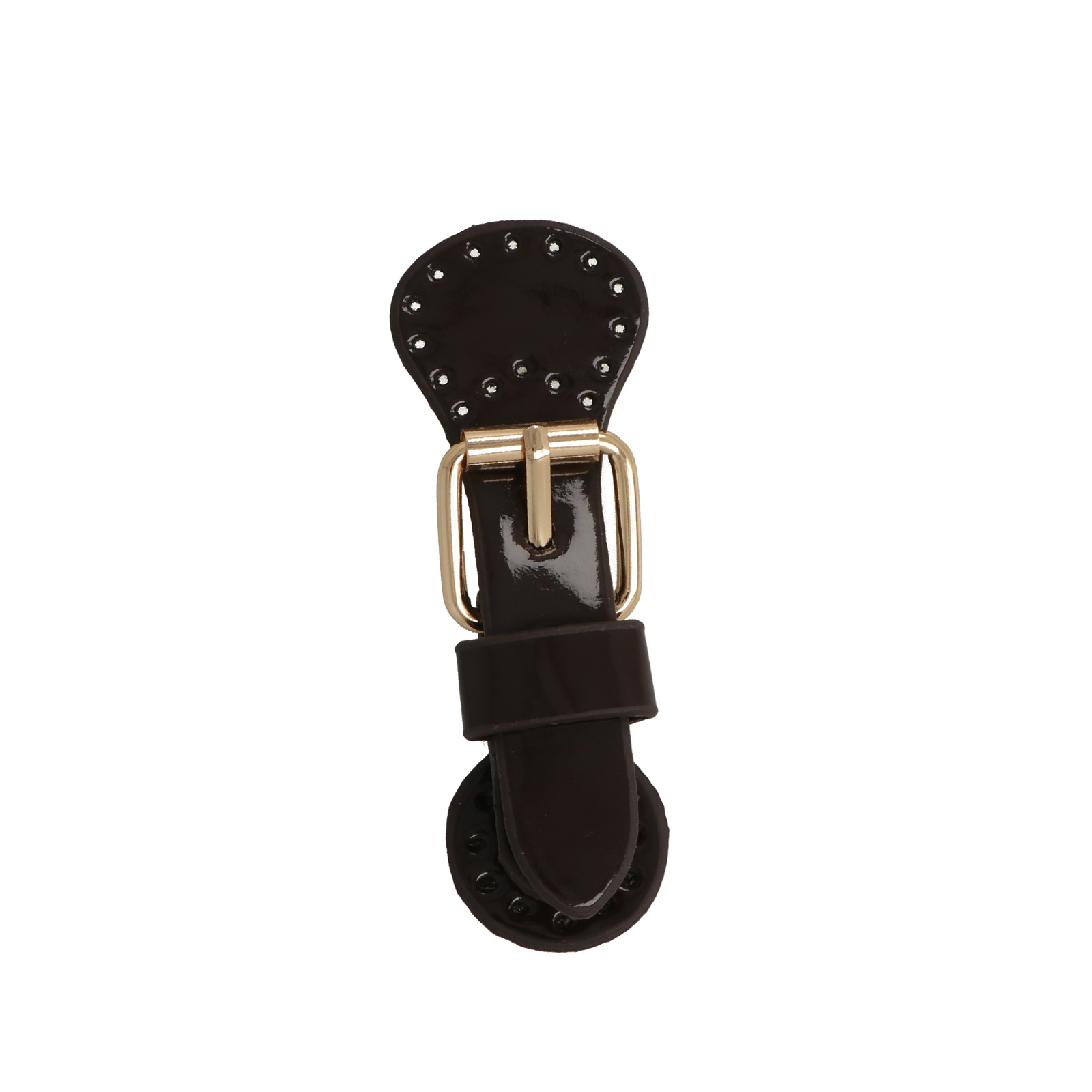 bag clasp buckle gold - brown polished sew on pu 8x3cm | 1pc