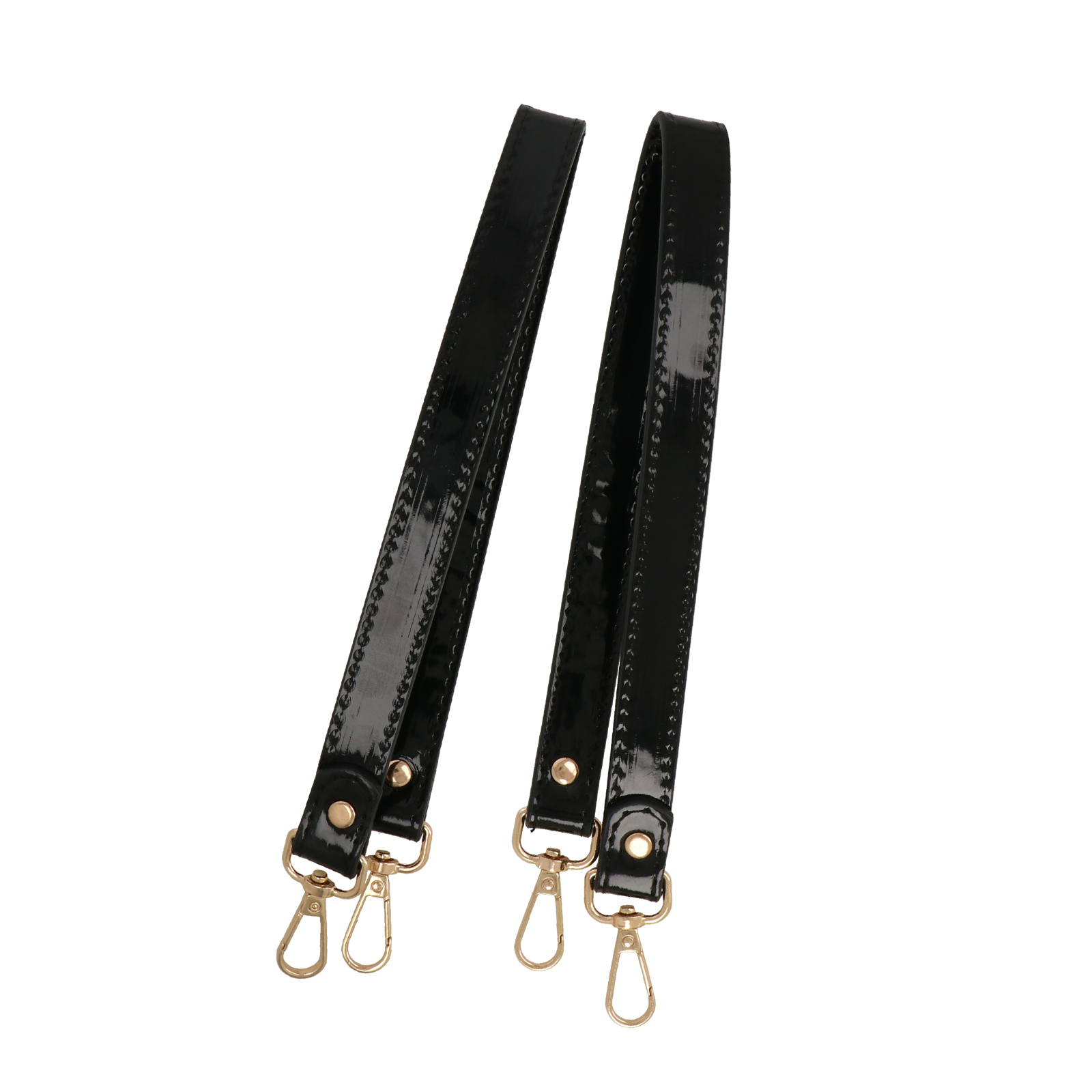 griffe für tasche - pu leder schwarzer poliert 1,8cm - 50cm | 2st