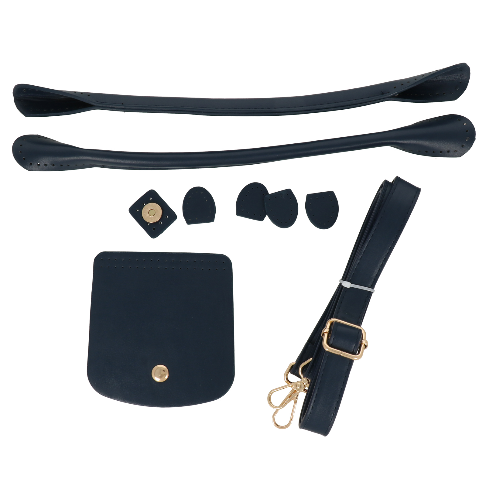 handle bag set - pu leather blue - flap 11x9cm - handles 30cm - adjustable shoulder strap | 1pc