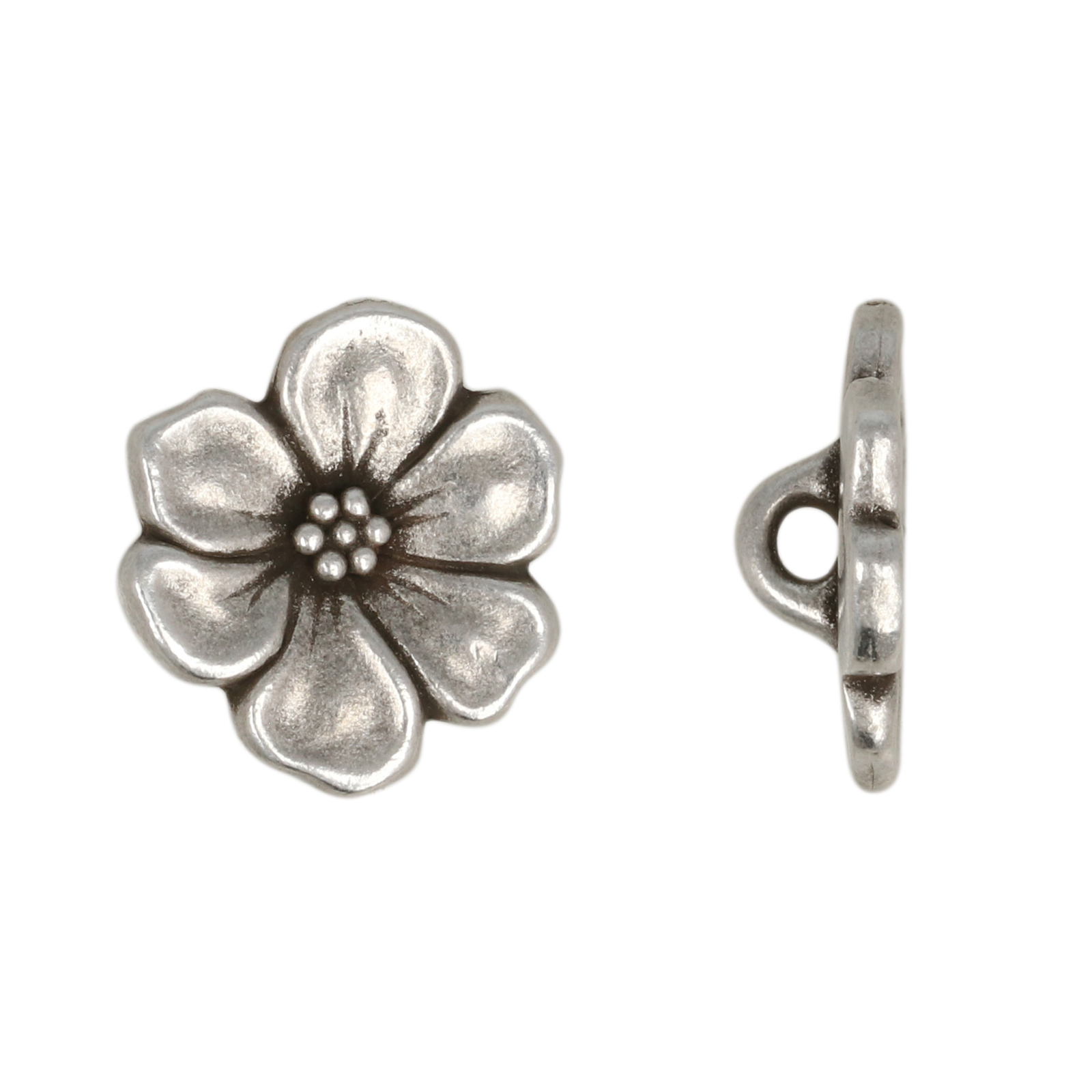 antique silver plated apple blossom button 14mm | 1pc