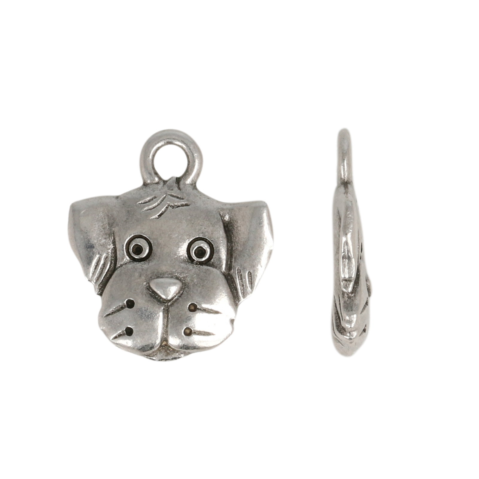 antique silver plated spot dog charm 15mm | 1pc
