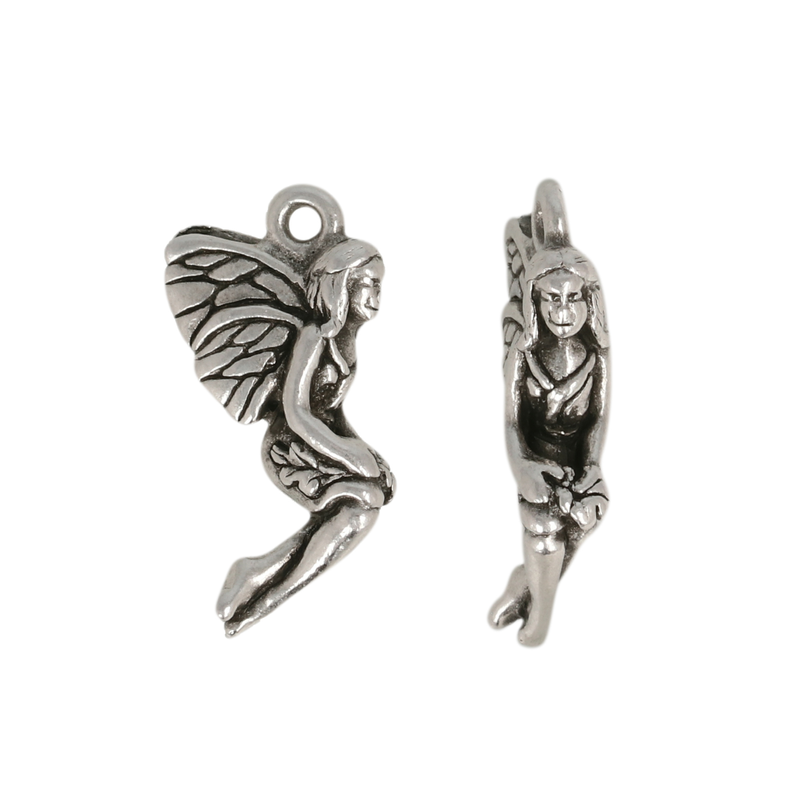 antique silver leaf fairy charm 20x10mm | 1pc