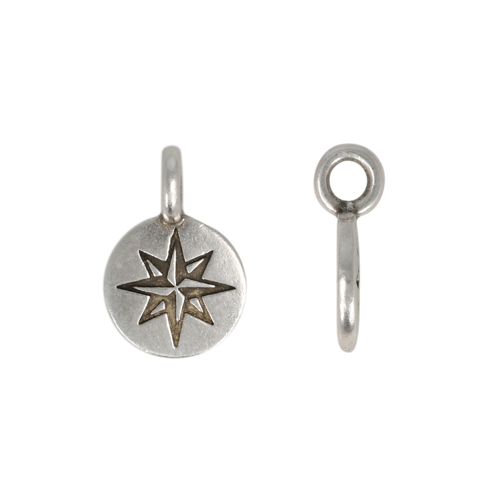 antique silver plated north star tag charm 11mm | 1pc