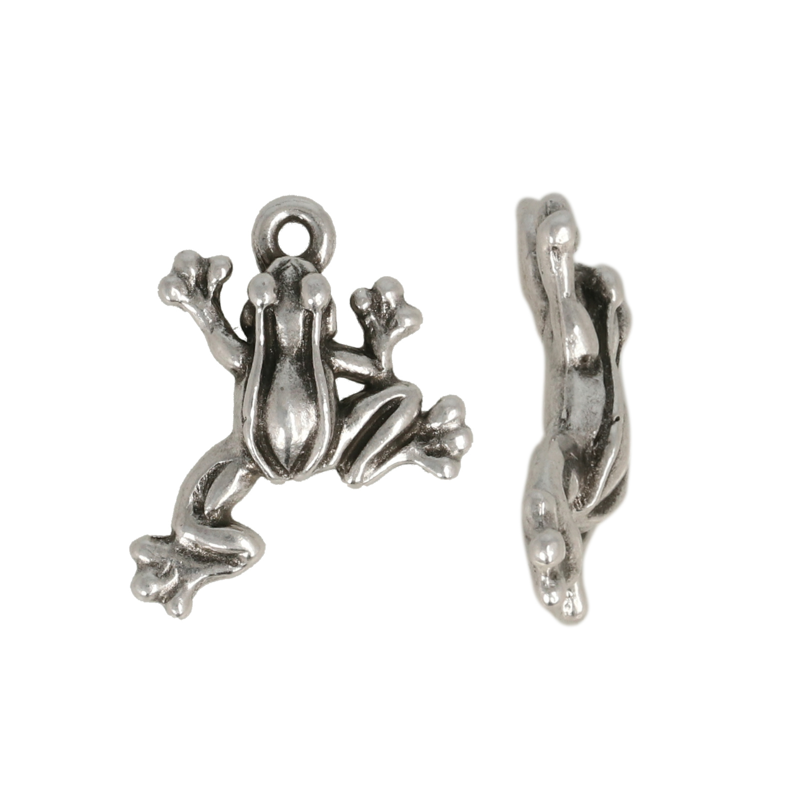 antique silver leap frog charm 17x10mm | 1pc