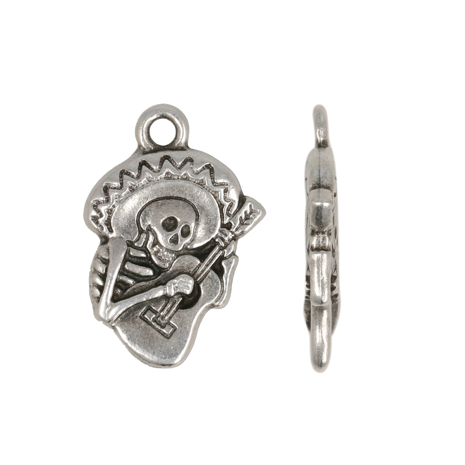 antique silver plated guitaro charm 20x16mm | 1pc