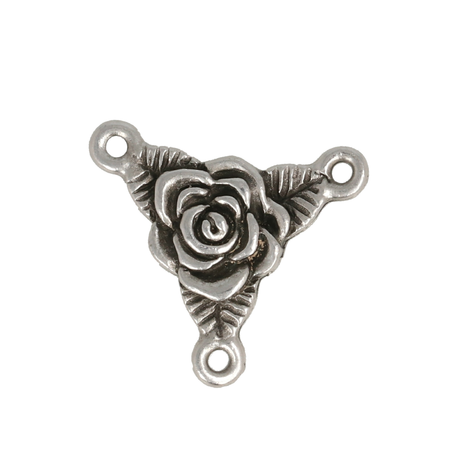 antique silver plated rose trinity link 16mm | 1pc