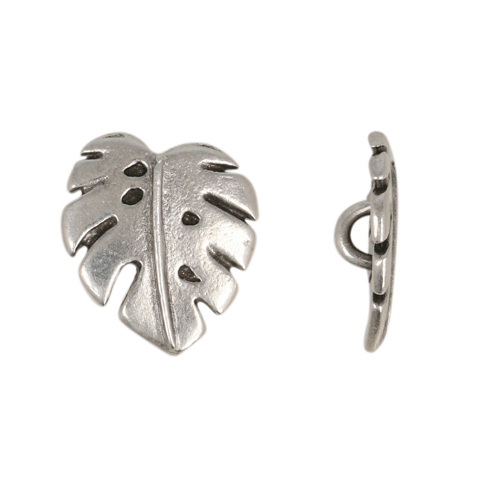 knopf monstera antik versilbert 15x14mm | 1st
