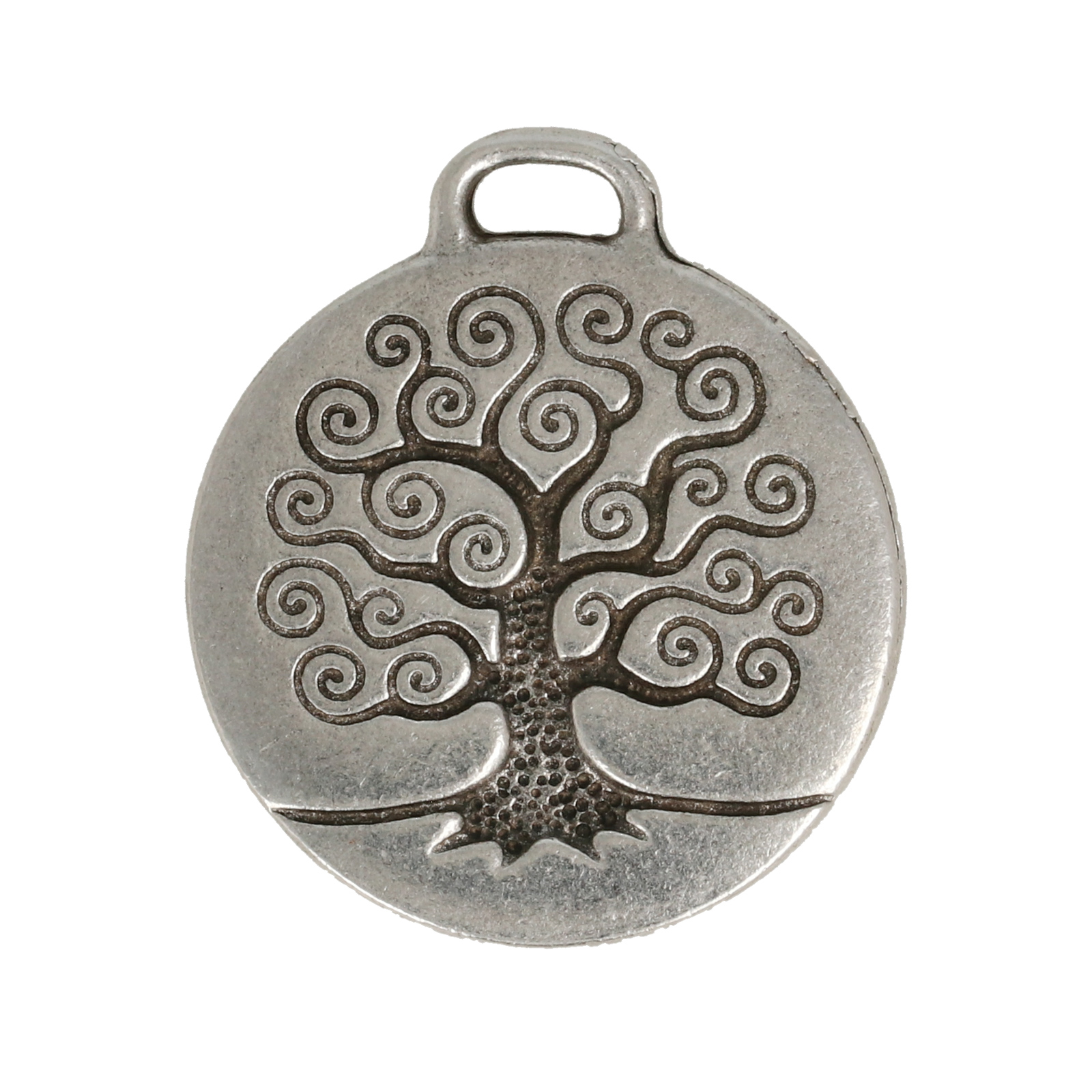 antique silver plated tree of life pendant 24mm | 1pc