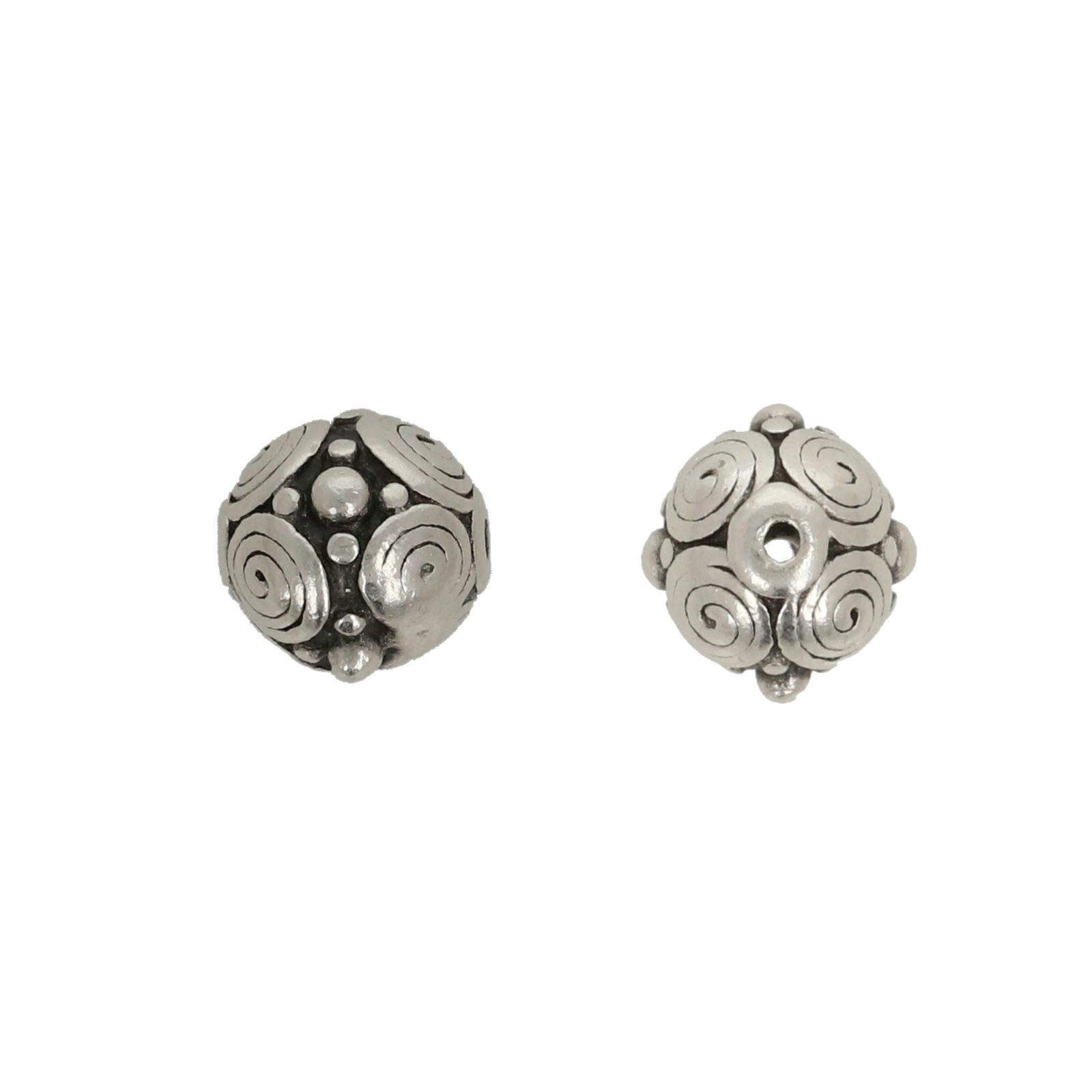 antique silver plated bead round 8mm | 1pc
