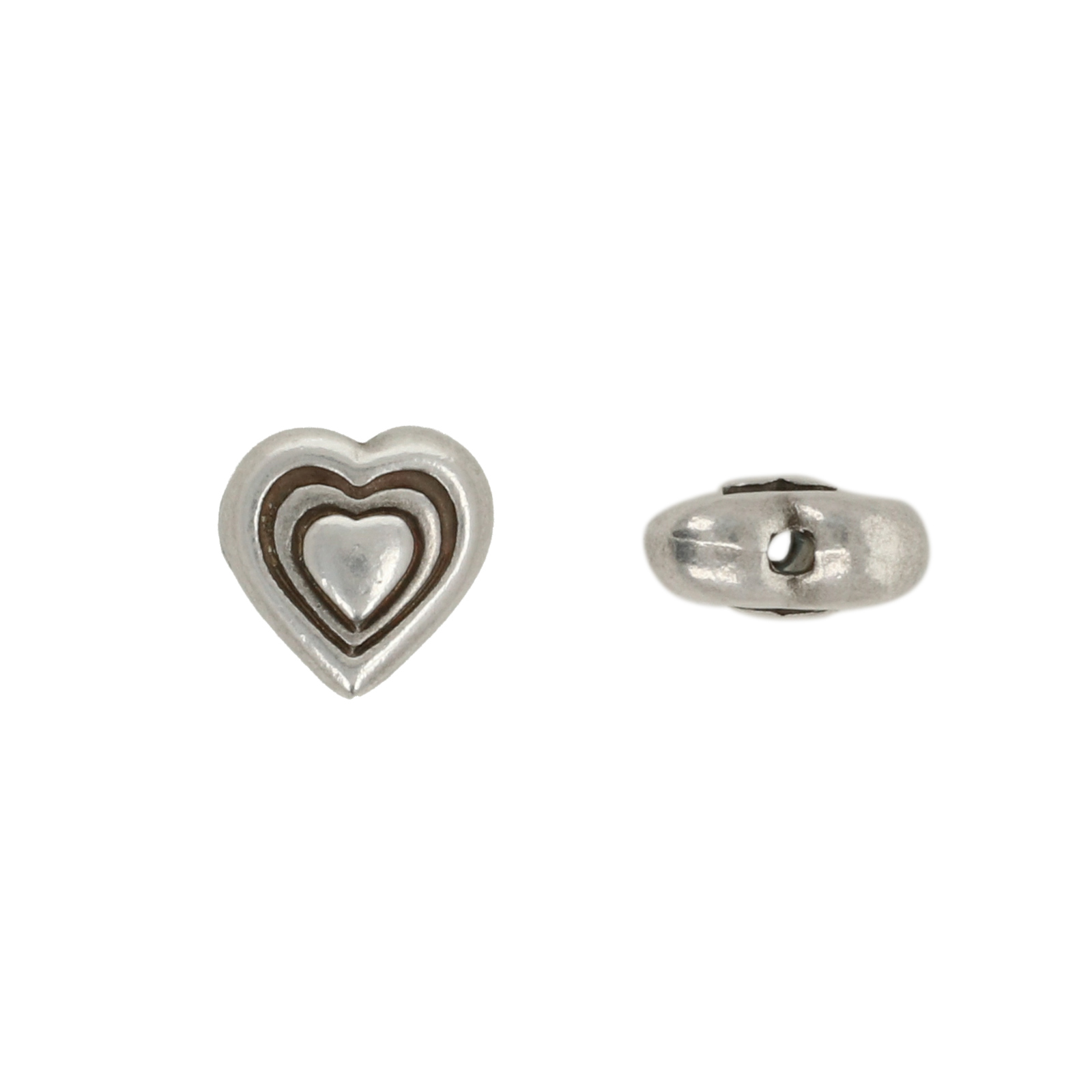 antique silver plated bead heart 8mm | 2pc