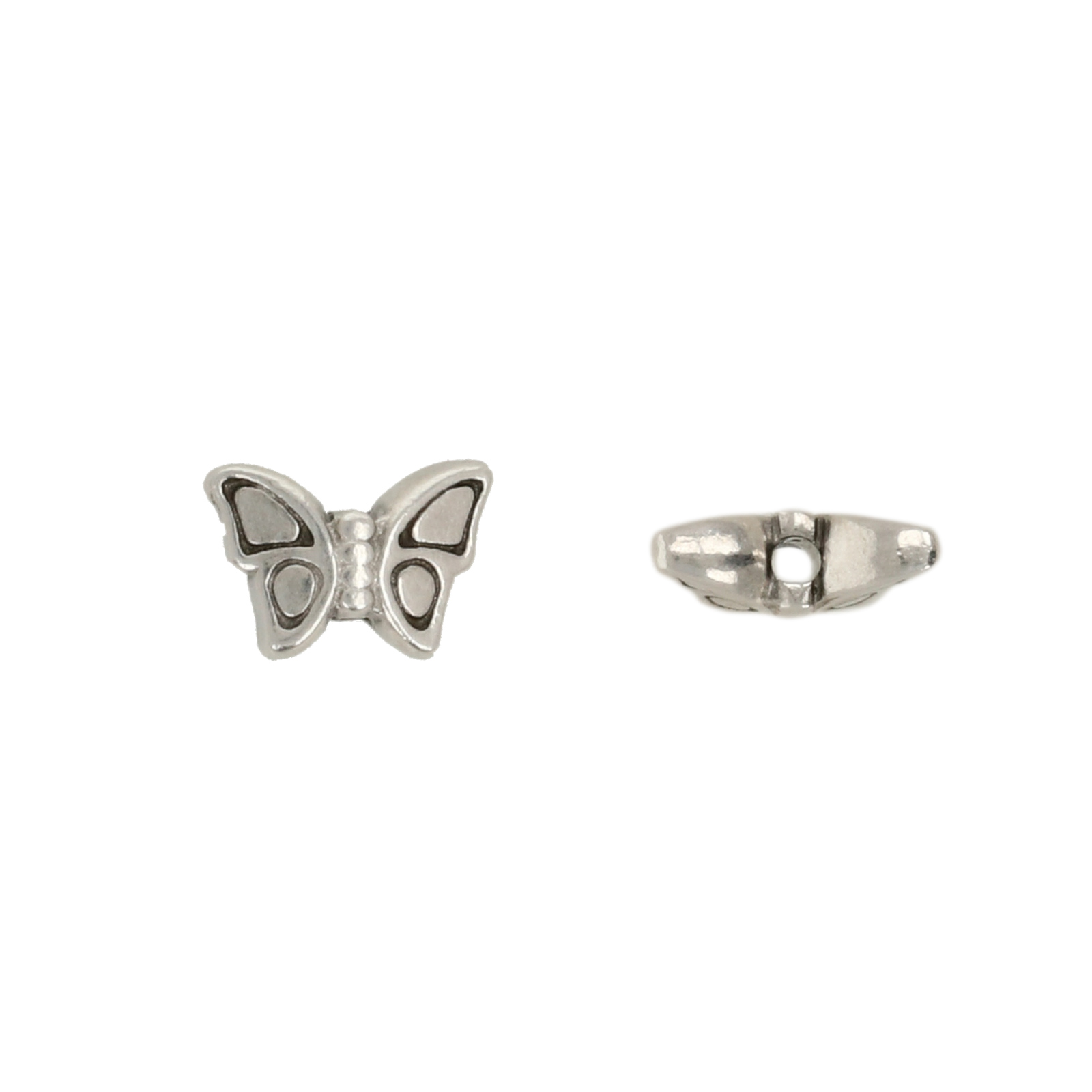antique silver plated bead butterfly 8x6mm | 2pc