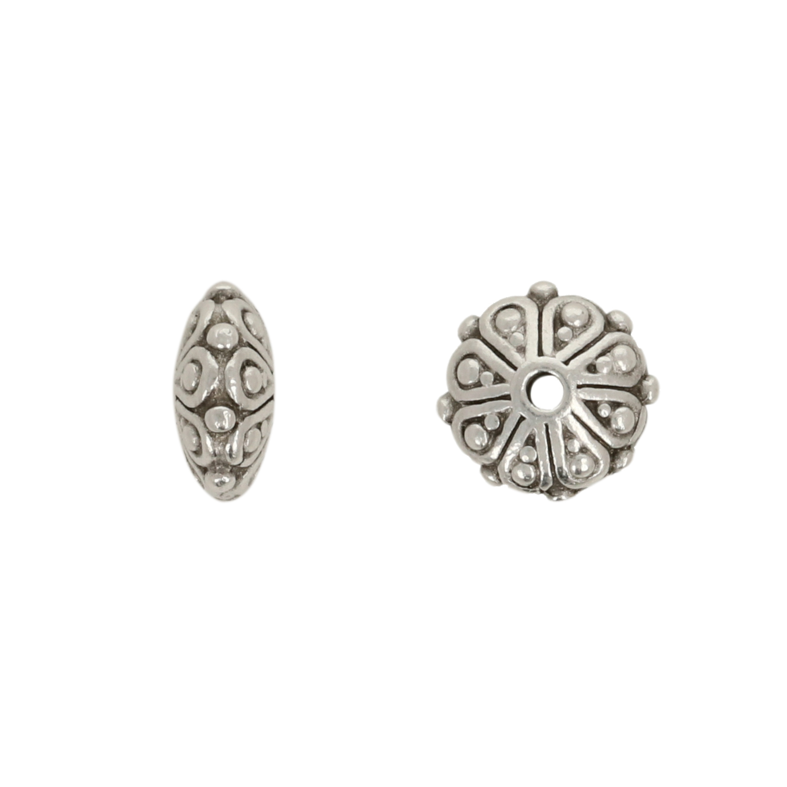 antique silver plated bead oasis roundelle 9x4mm | 2pc