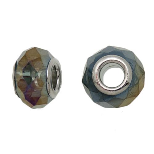 crystal jet hematite ab large hole beads 13x9mm | 2pc