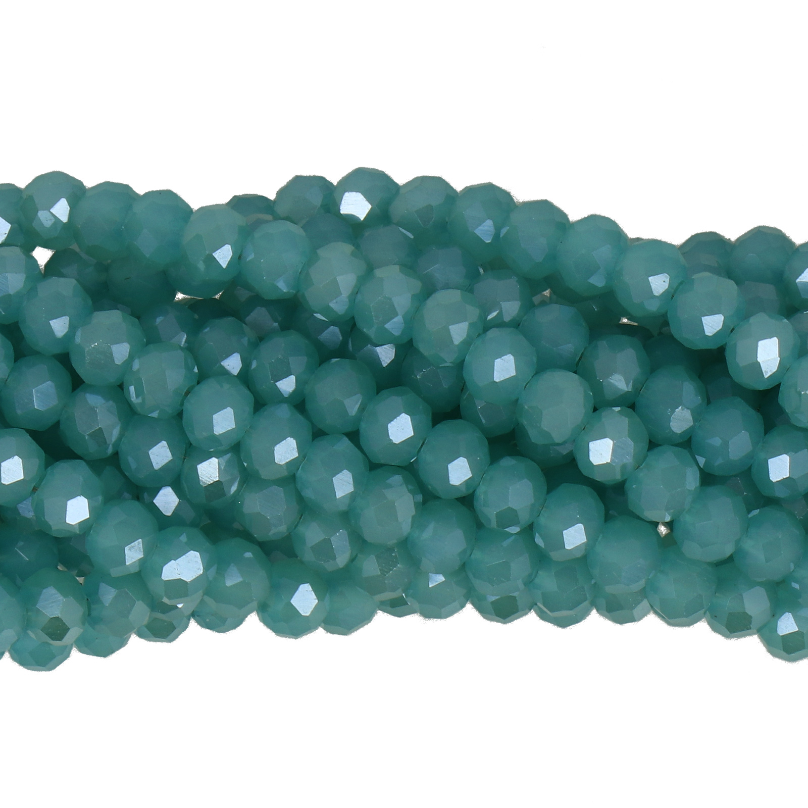 chinese glasperlen facettiertes rondelle opaque cerulean luster 4x3mm | strang 100st ca