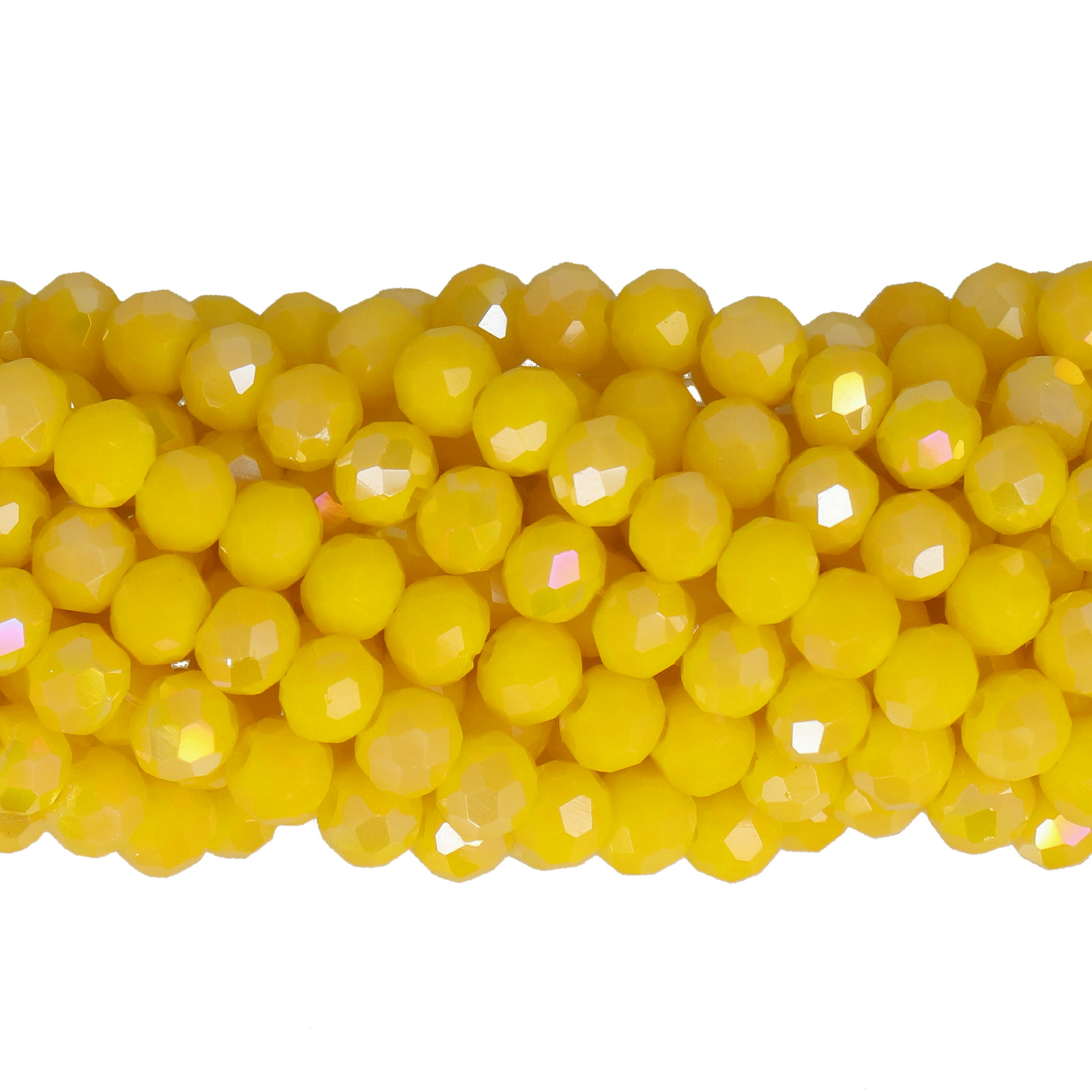 chinese glasperlen facettiertes rondelle opaque yellow ab 4x3mm | strang 100st ca