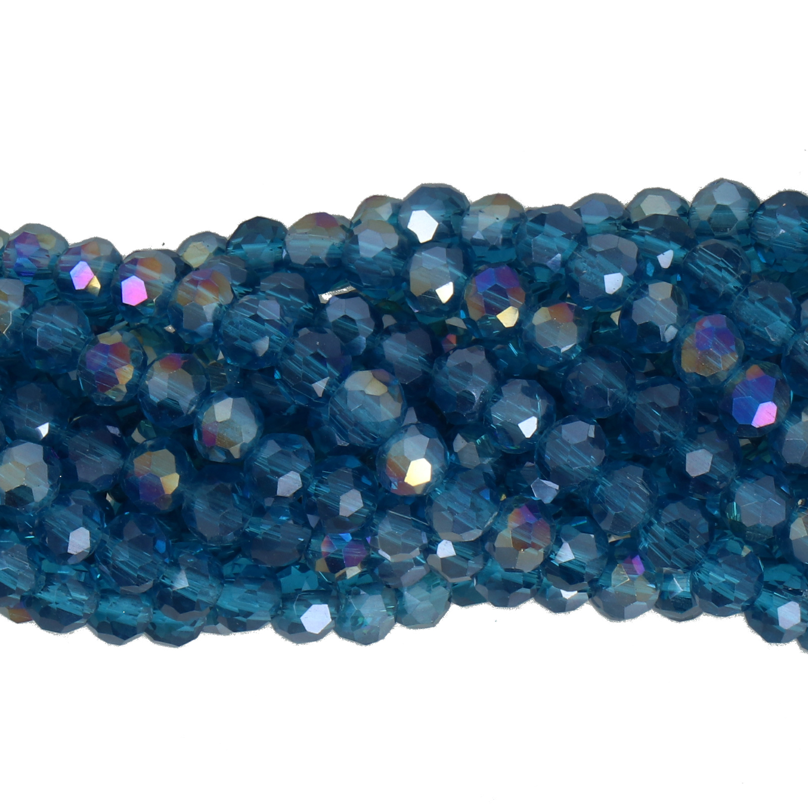peacock blue ab chinese crystal faceted roundelle 4x3mm | strand 100pc aprox