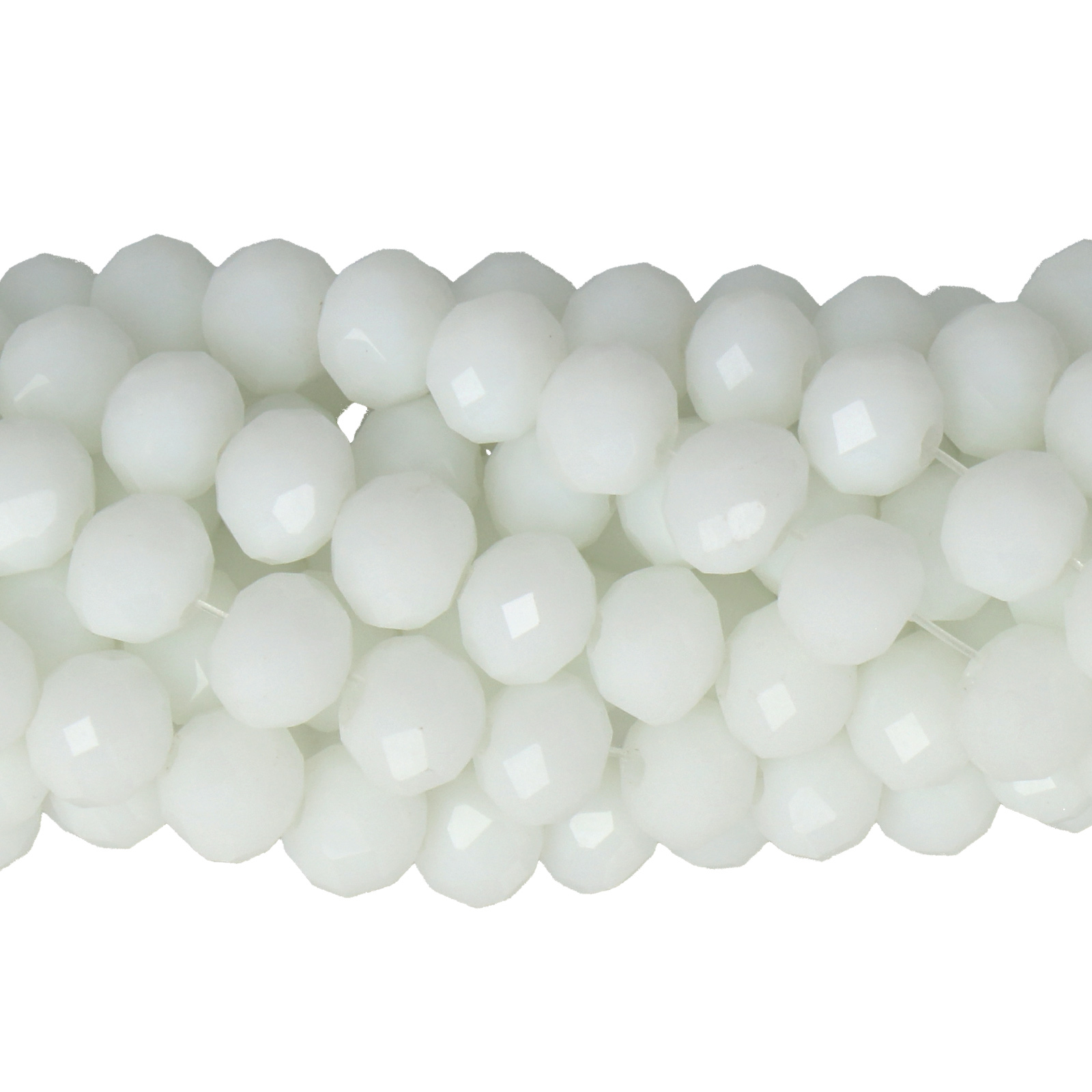 chinese glasperlen facettiertes rondelle opaque white 6x4mm | strang 75st ca
