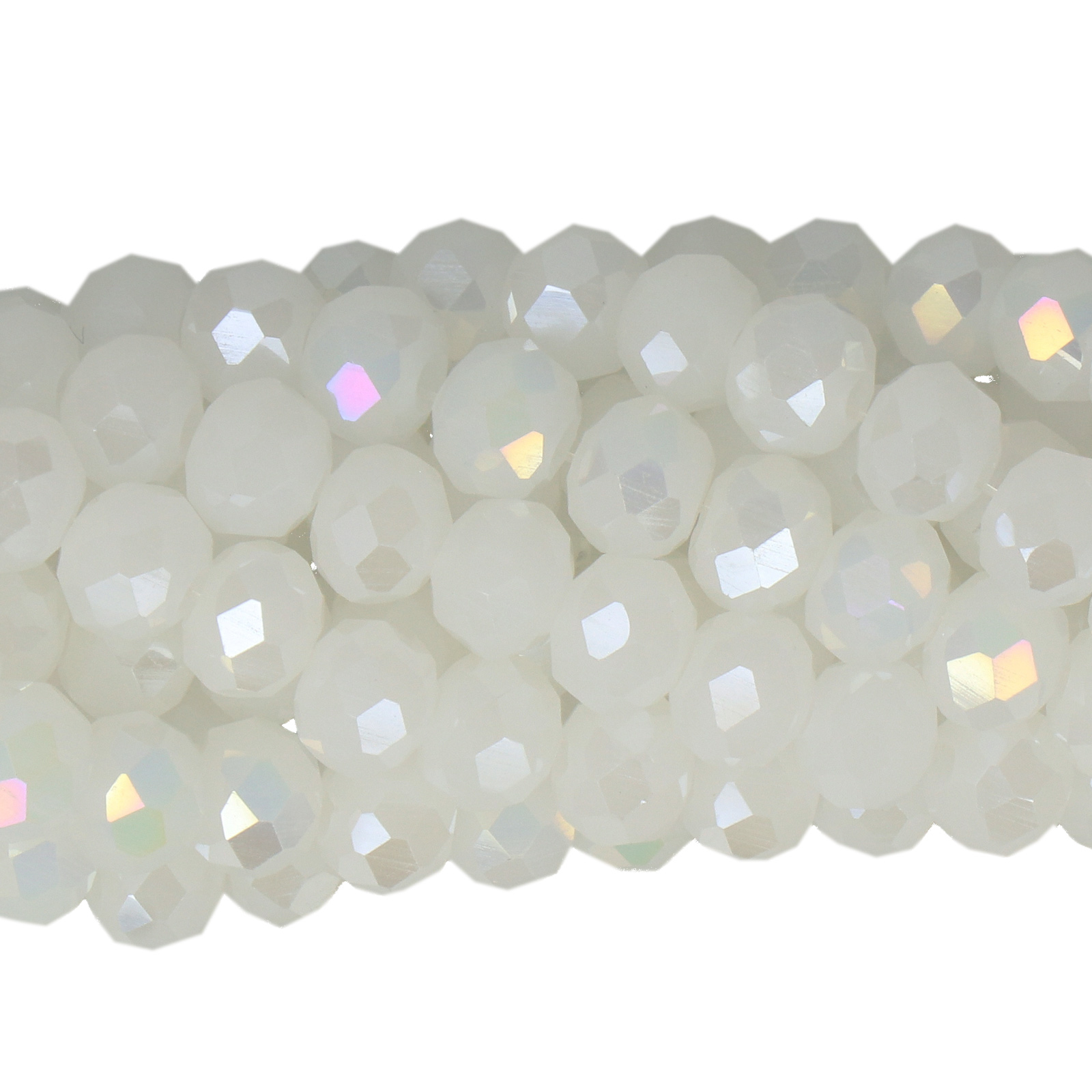 opal white ab chinese crystal faceted roundelle 6x4mm | strand 75pc aprox