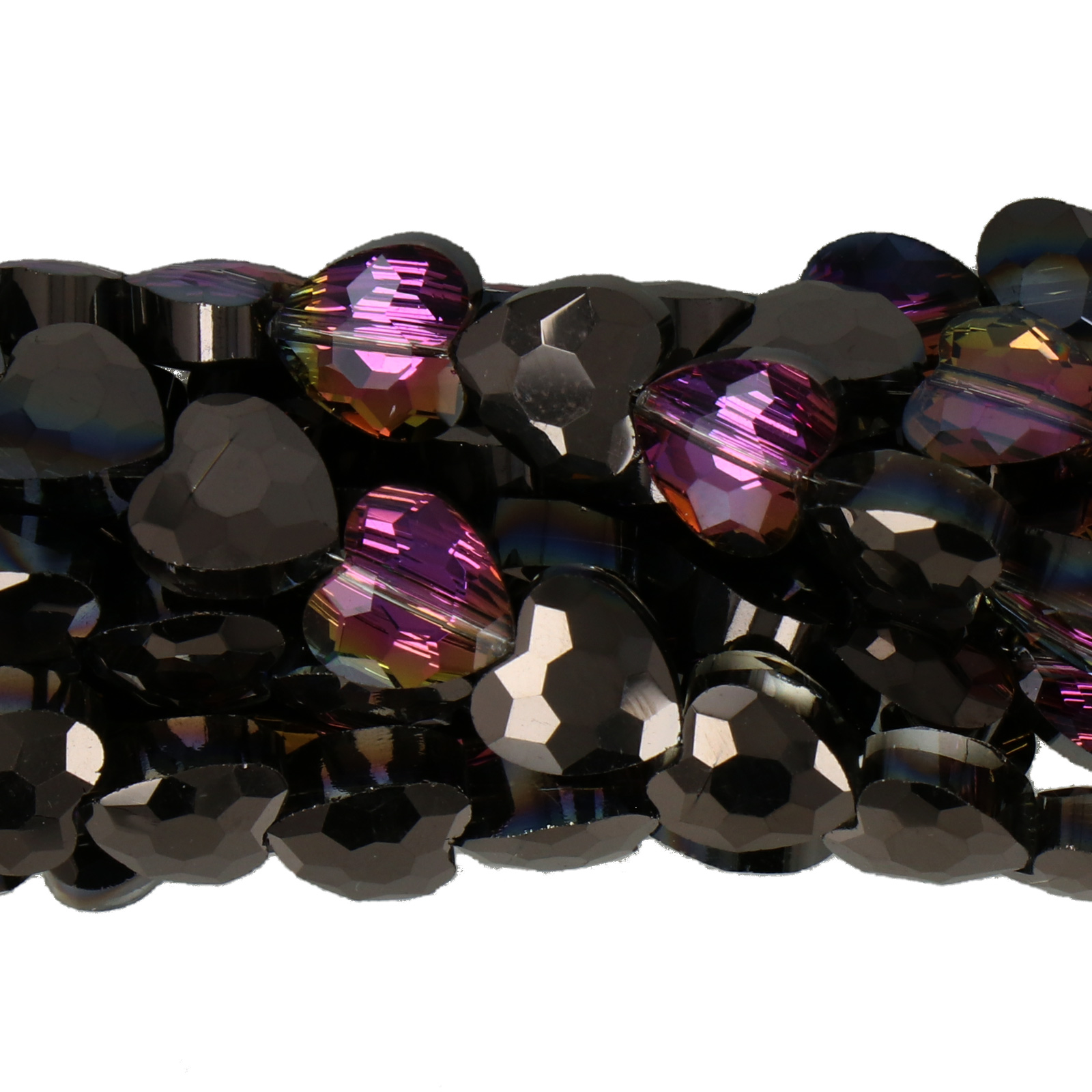 crystal metallic hematite chinese crystal faceted heart 8mm | 25pc