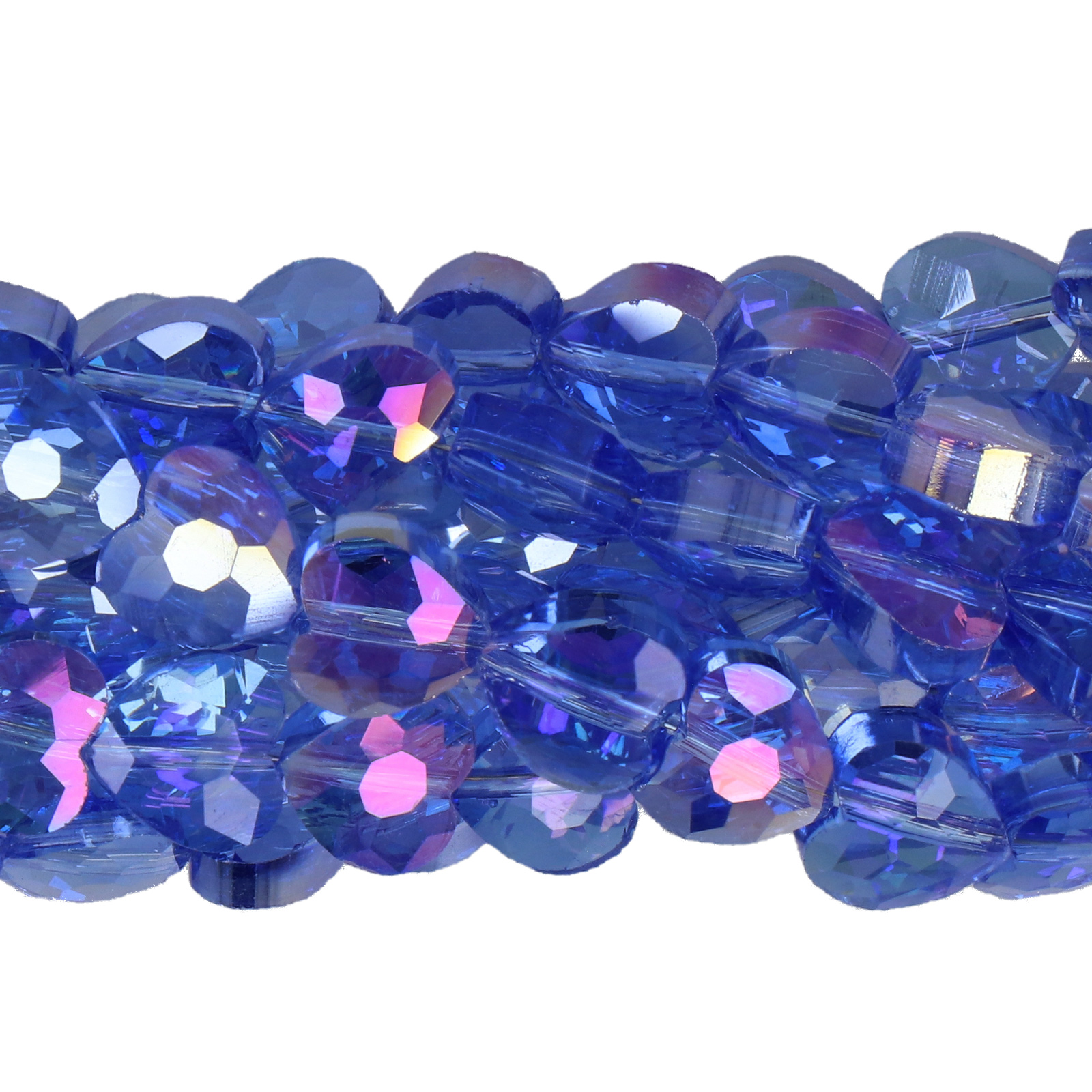 chinese glasperlen facettiertes herz sapphire ab 8mm | 25st