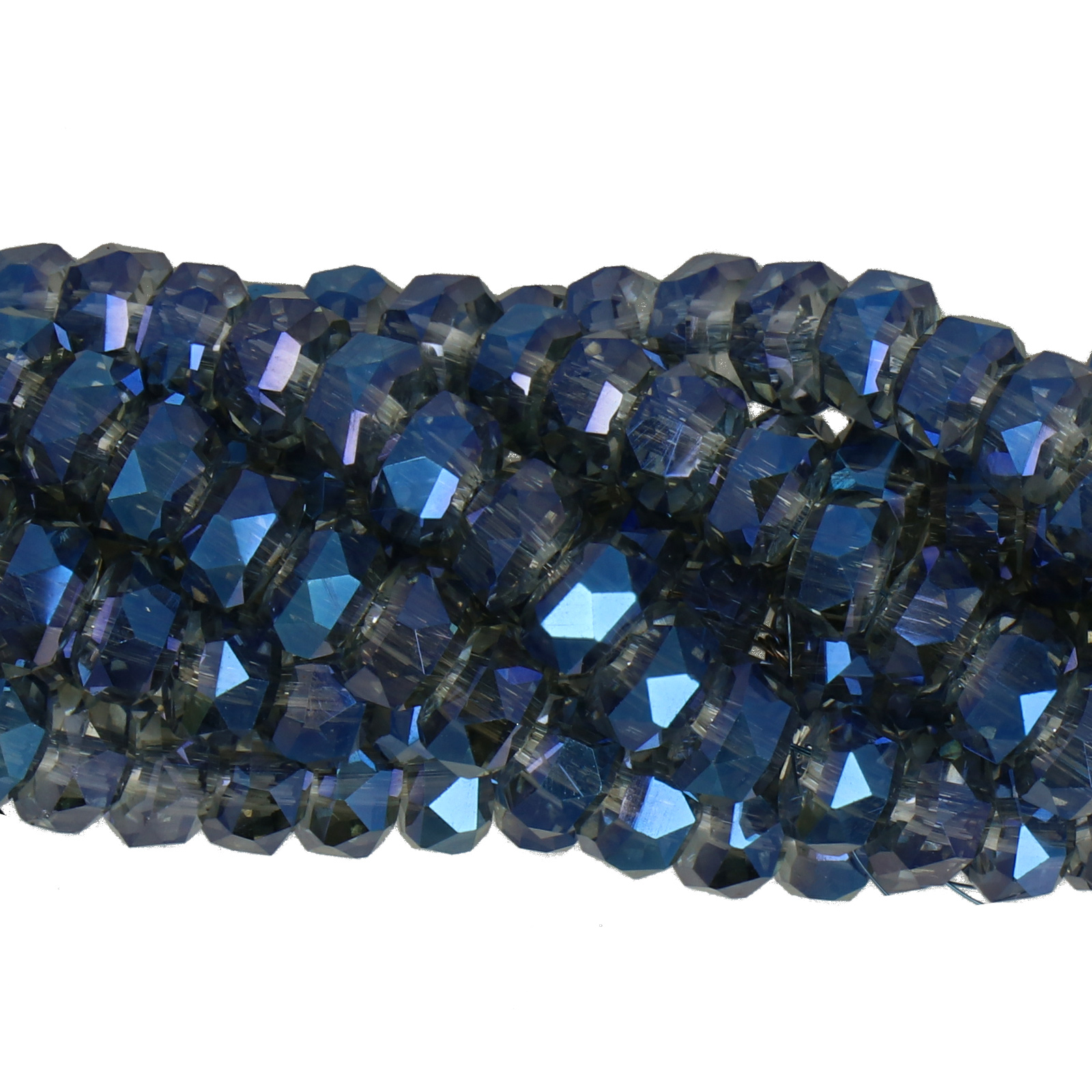 chinese glasperlen facettiertes heishi crystal metallic blue 6x4,5mm | 1-strang