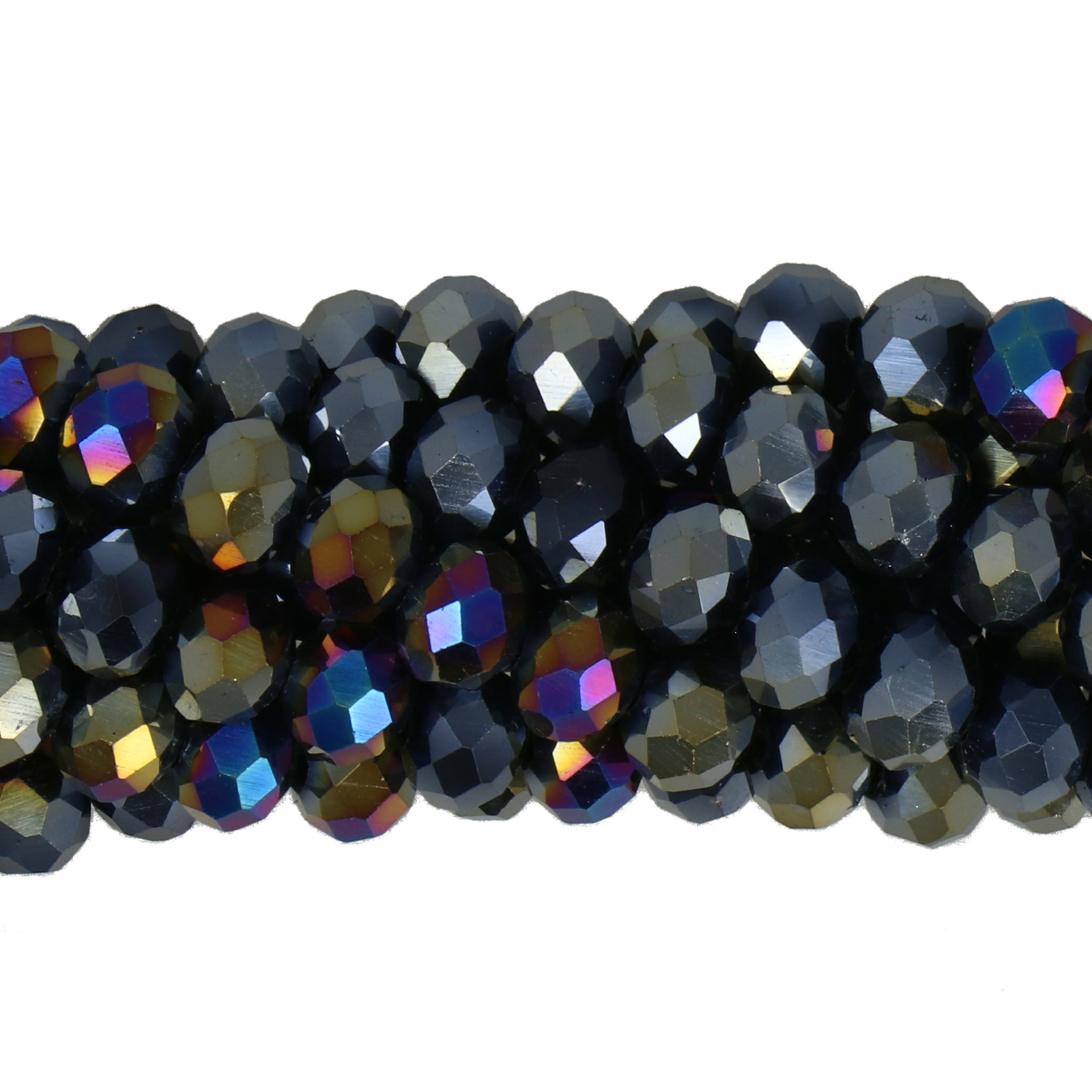 metallic hematite ab chinese crystal faceted roundelle 6x4mm | strand 75pc aprox