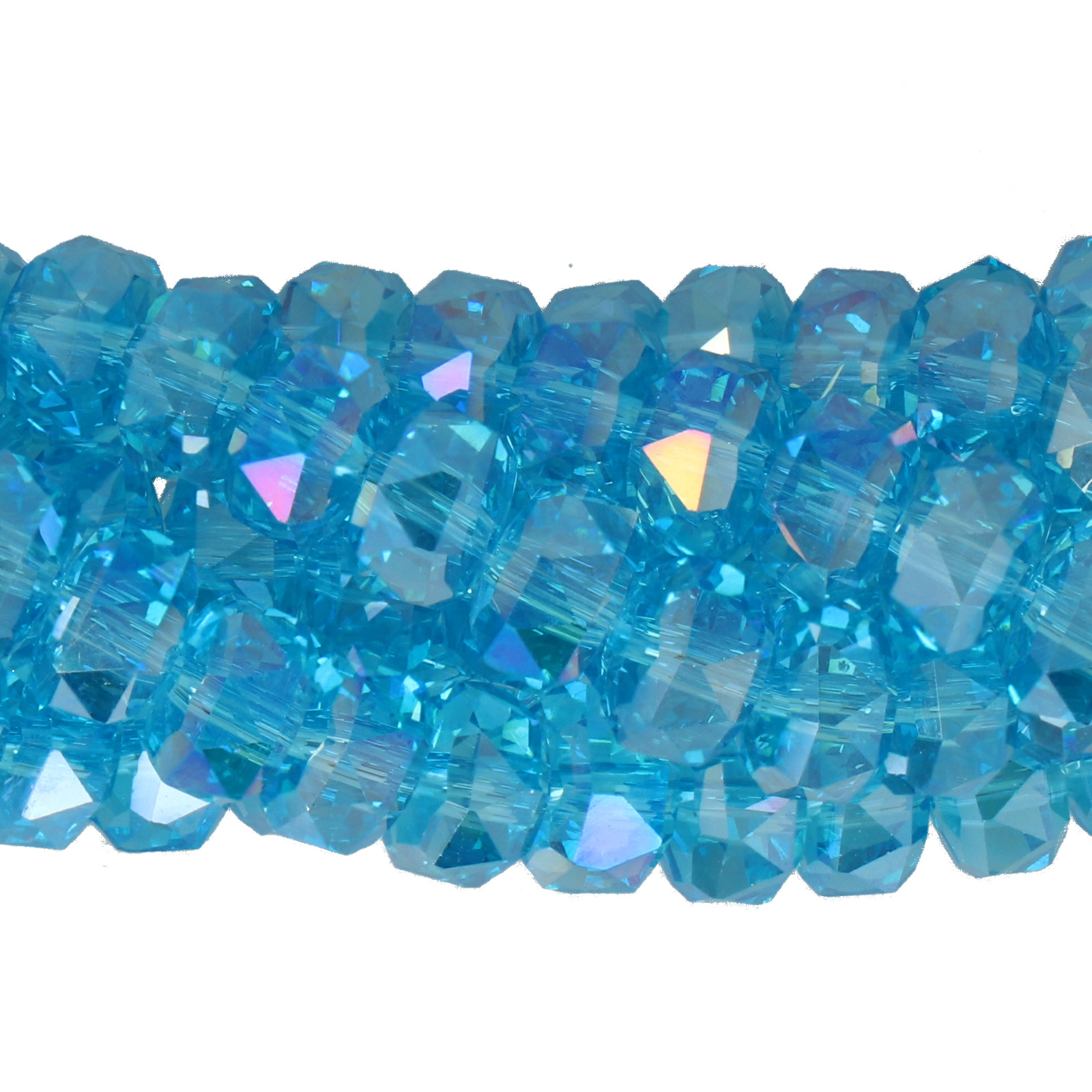 aquamarine ab chinese crystal faceted heishi 8x5,5mm | 1 strand