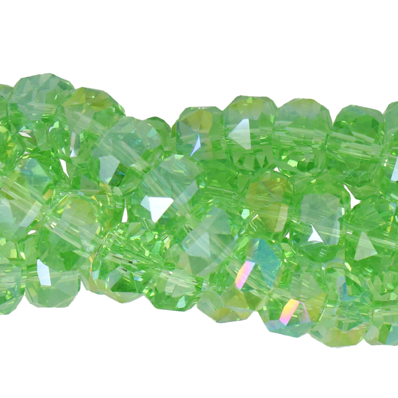 peridot ab chinese crystal faceted heishi 8x5,5mm | 1 strand