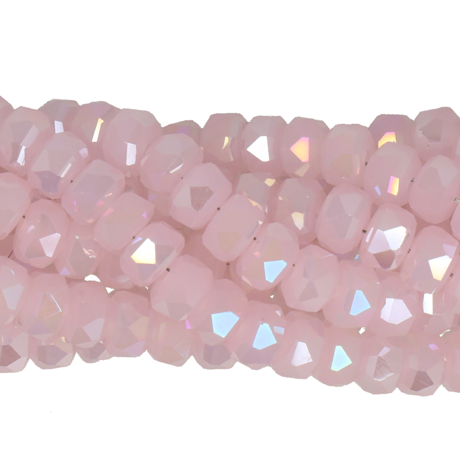 chinese glasperlen facettiertes heishi opal rose ab 6x4,5mm | 1-strang
