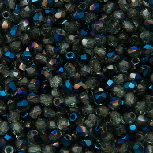 czech fire-polished round beads - iris blue aquamarine 3mm | 50pc