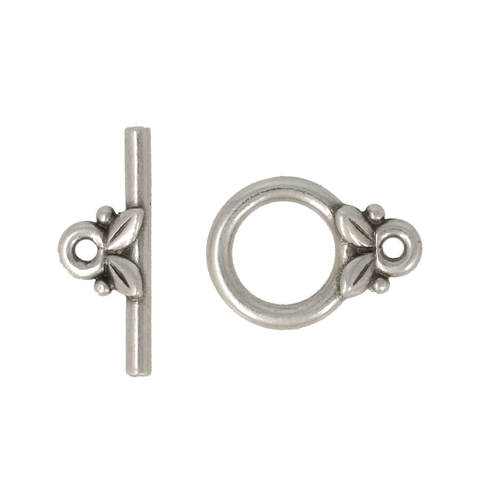 antique silver plated leaf toogle clasp 10mm | 1pc