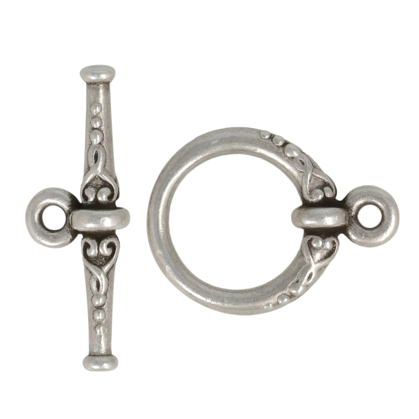 antique silver plated heirloom toogle clasp 15mm | 1pc