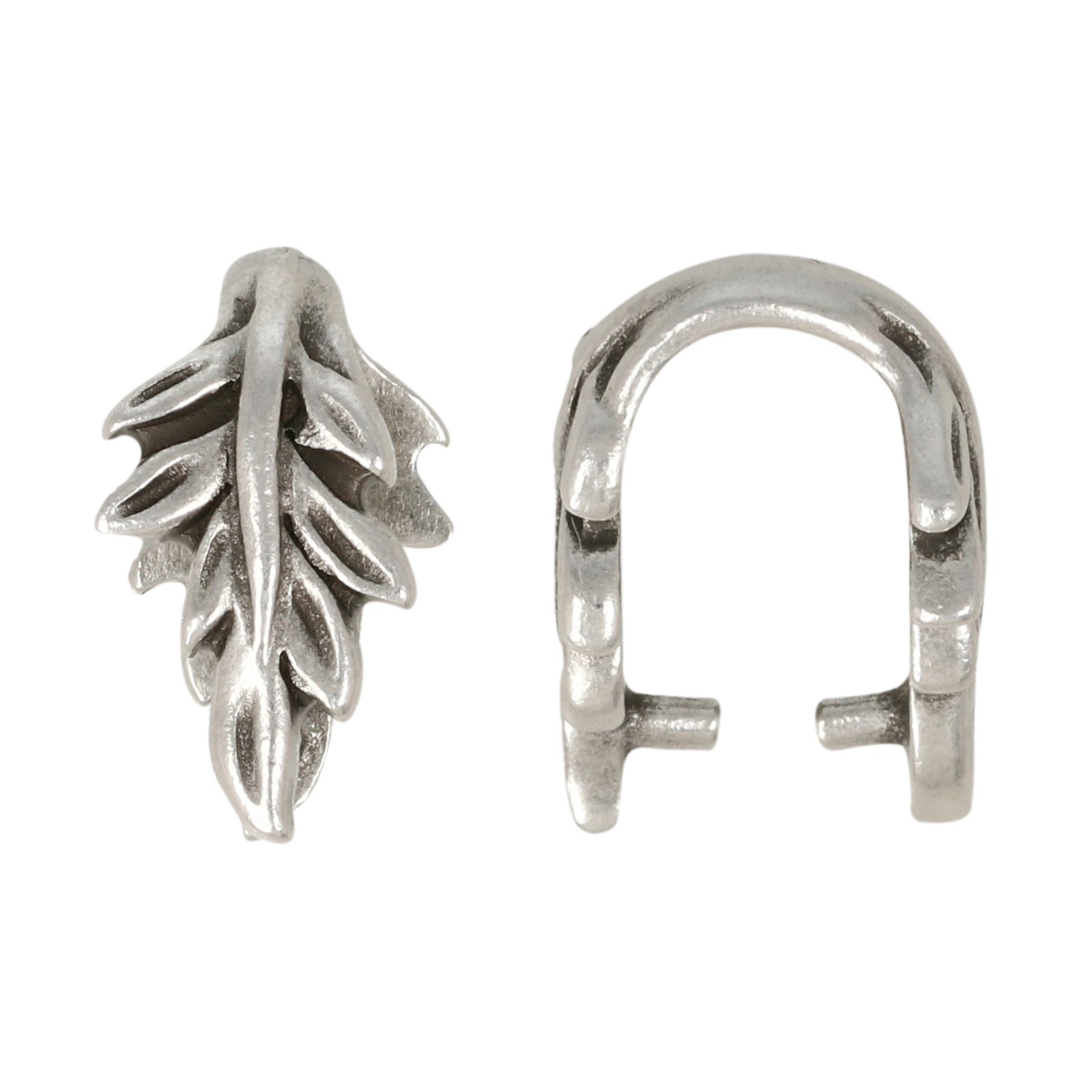 antique silver plated botanical bail 16x9mm | 1pc