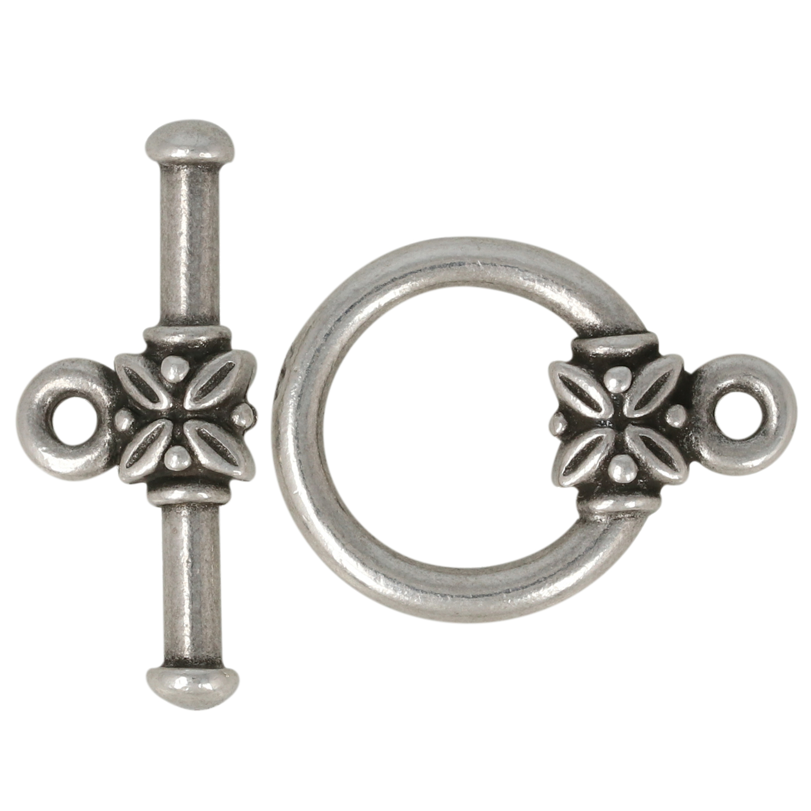 antique silver plated large leaf toogle clasp 17mm | 1pc