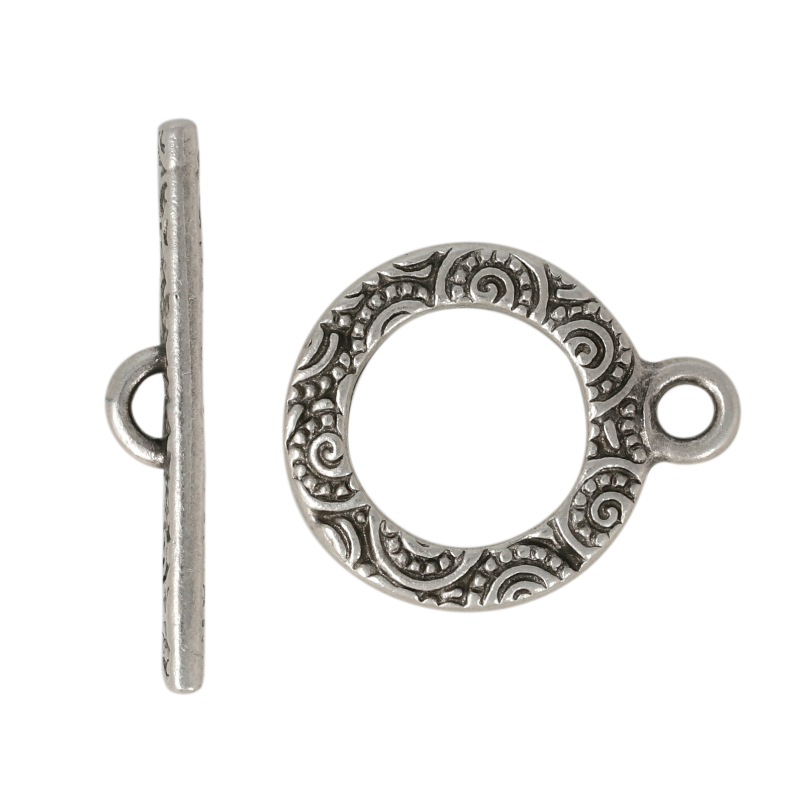 antique silver plated spiral toogle clasp 16mm | 1pc