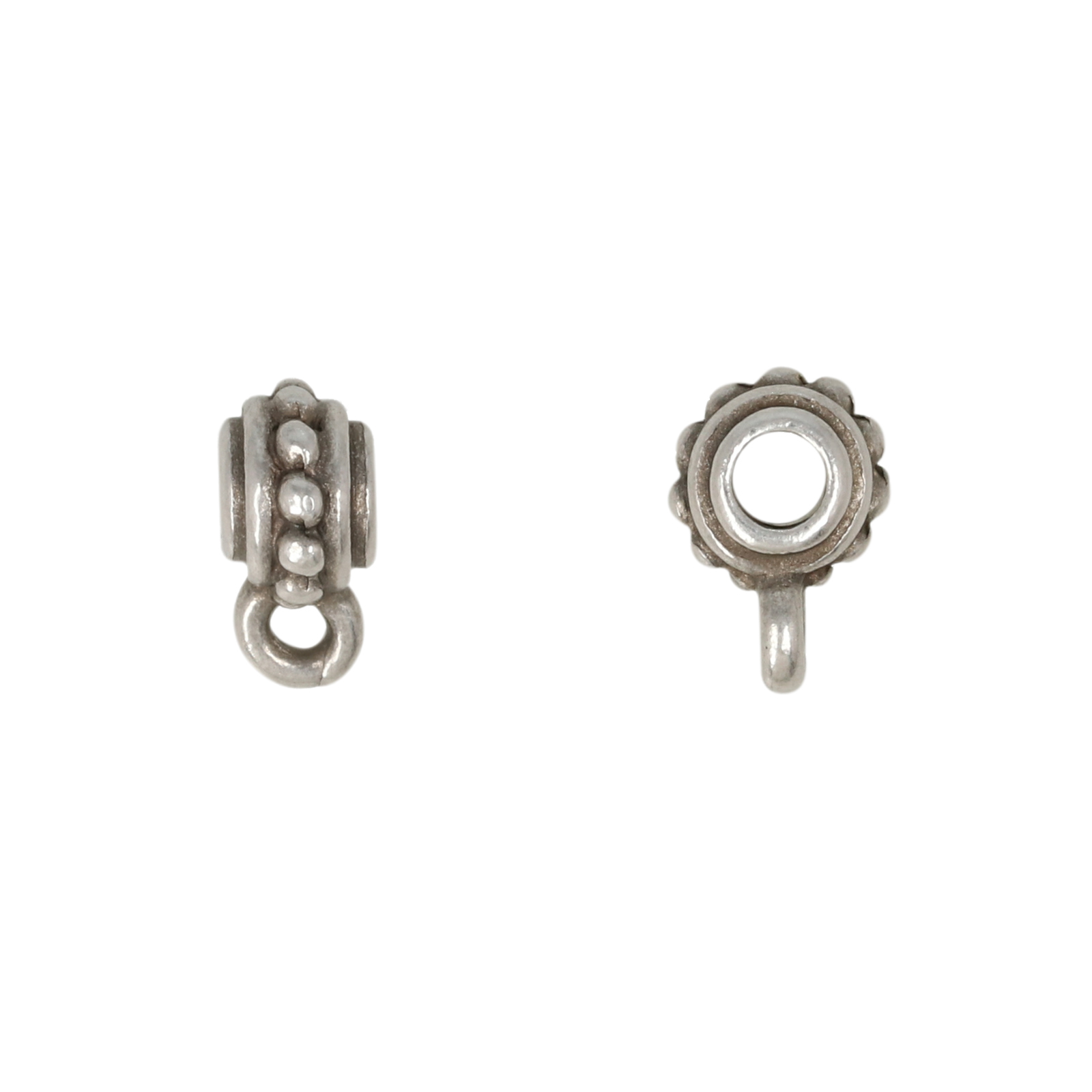 antique silver plated beaded bail 7x5mm | 1pc