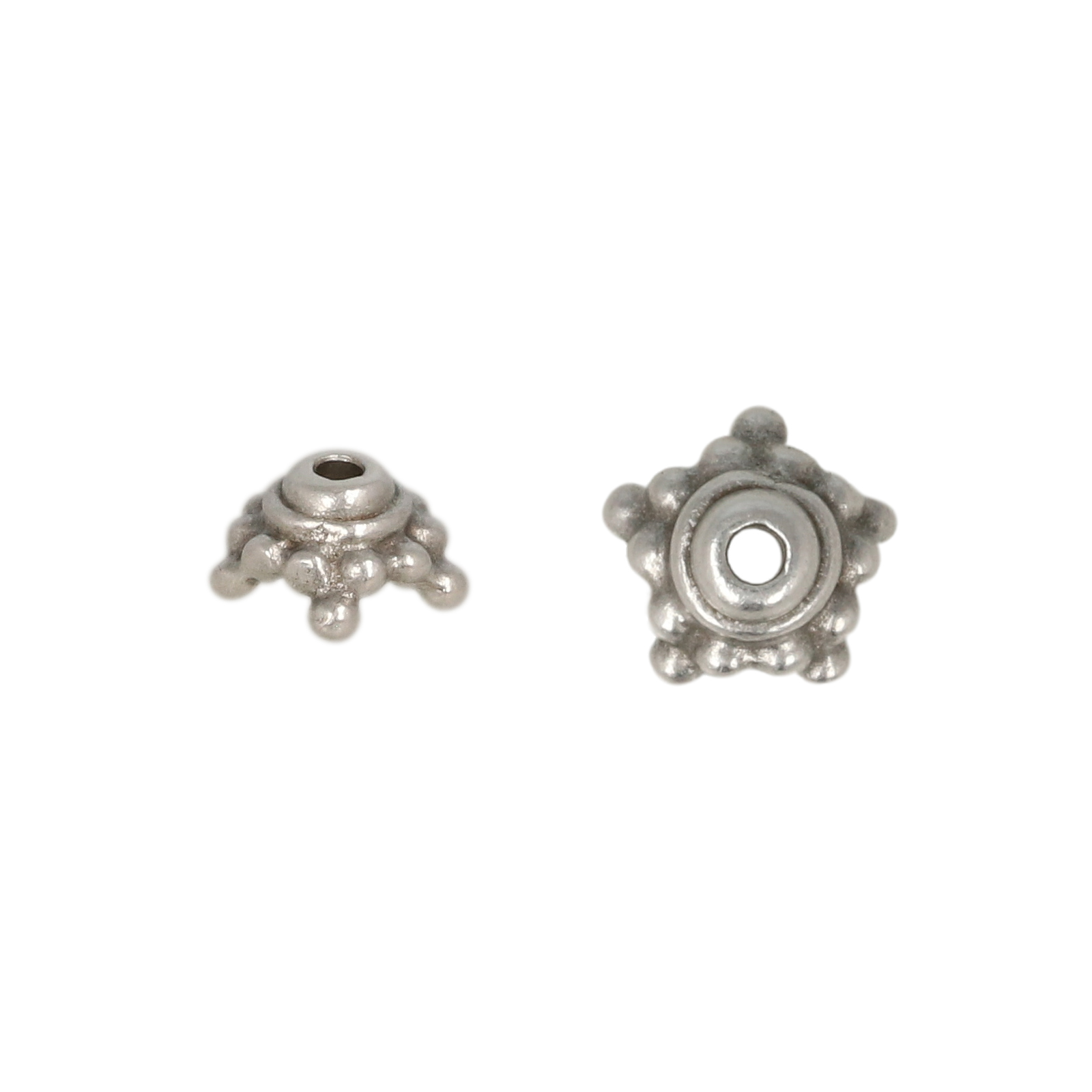 antique silver plated beaded star bead cap 7mm | 2pc
