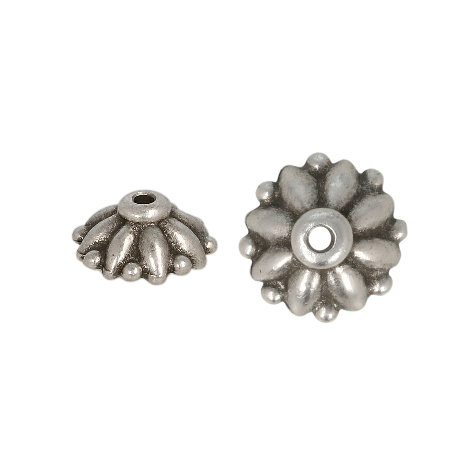 antique silver plated dharma bead cap 10mm | 2pc