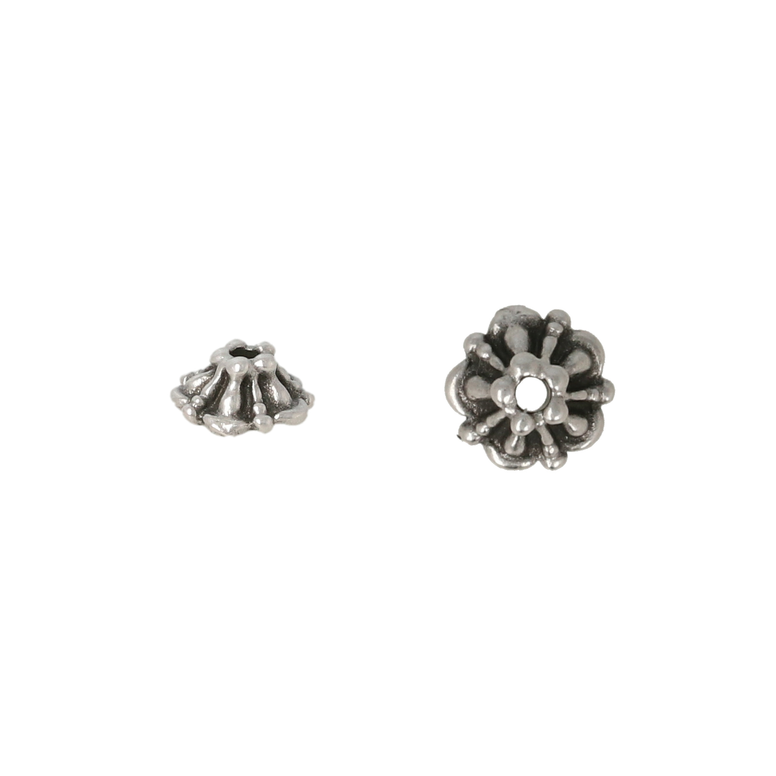 antique silver plated tiffany bead cap 5mm | 4pc