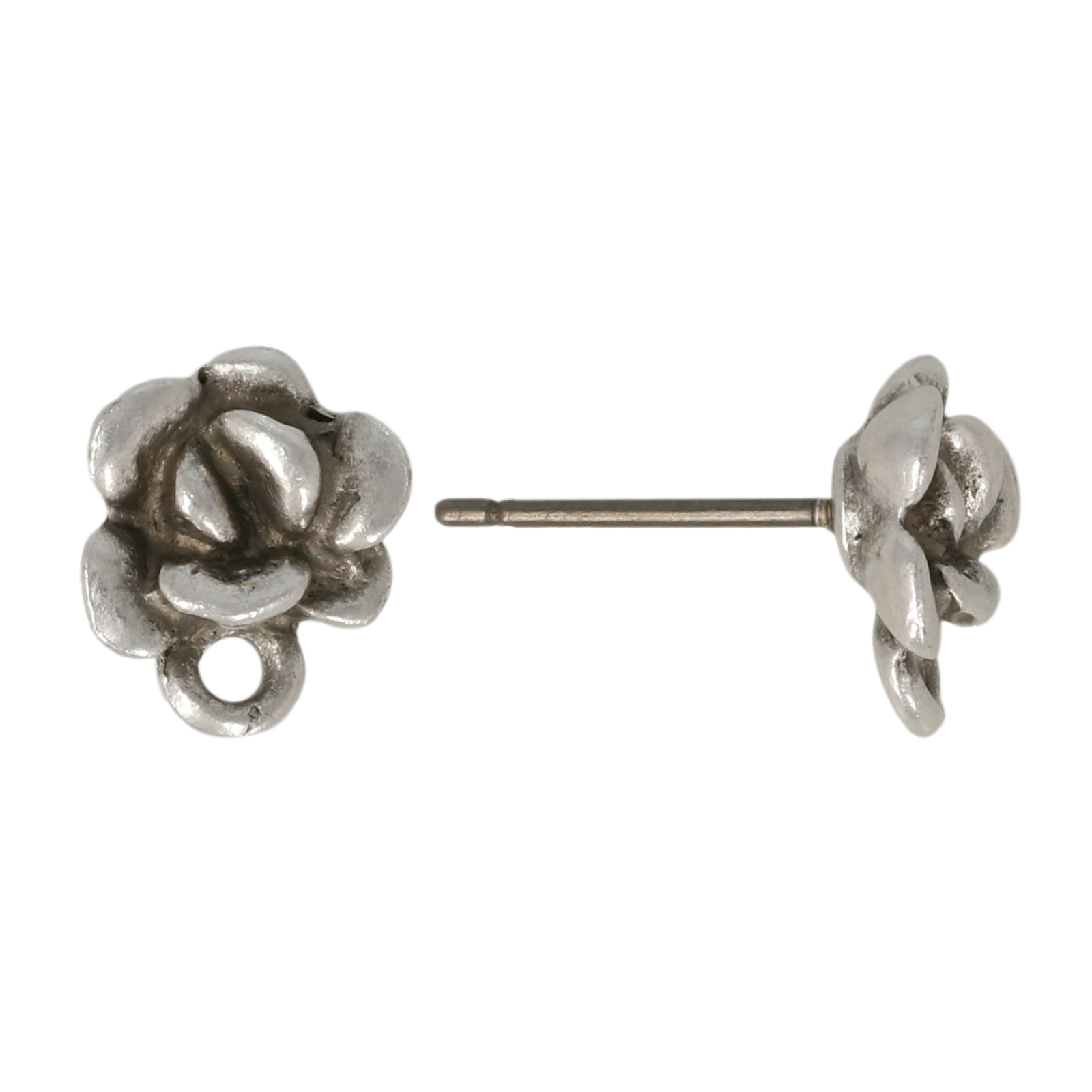 antique silver plated succulent beaded post earring 8mm | 2pc